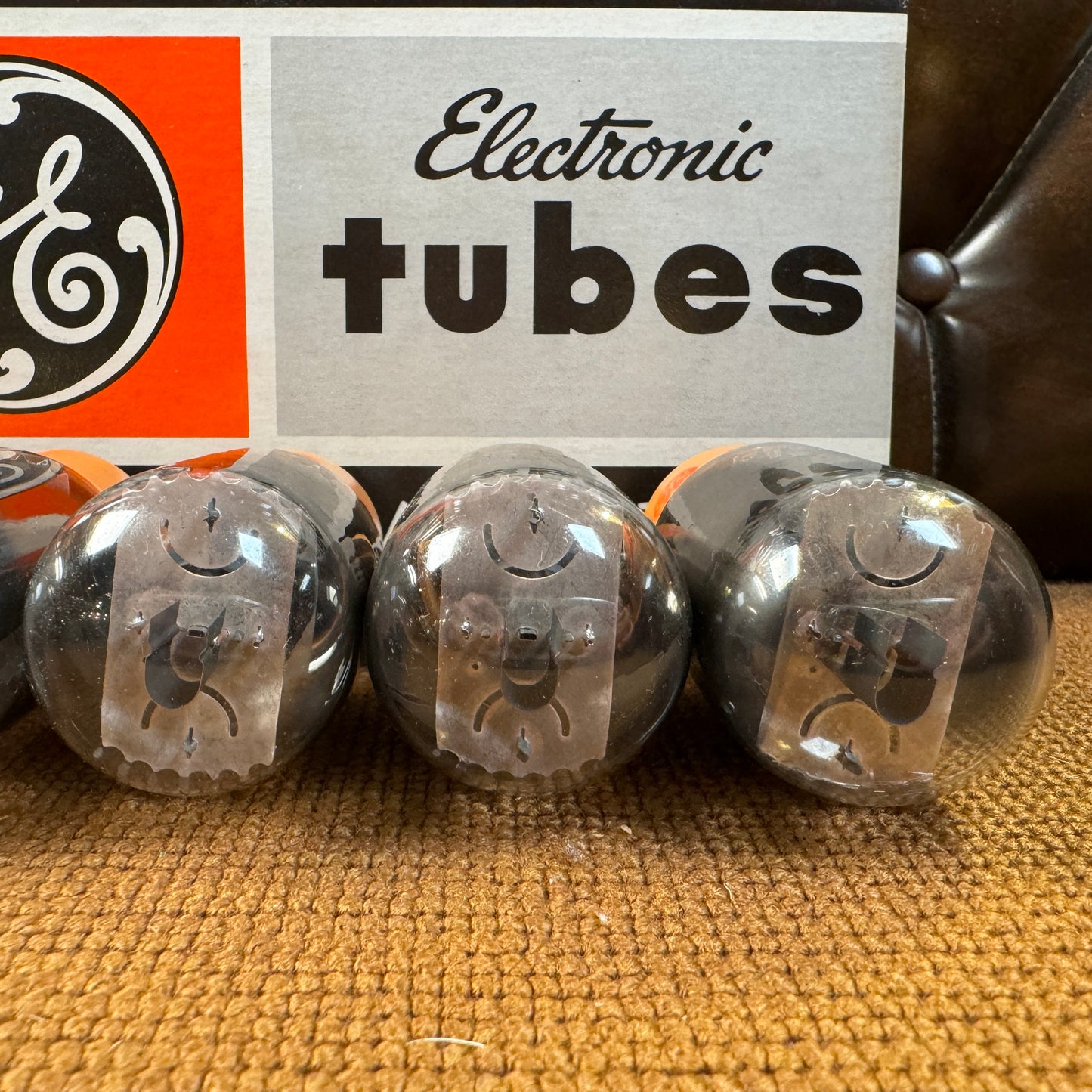 NOS General Electric 7581A Power Tubes Quintet Set of 5 Made in USA GE Flesh Colored Base #164
