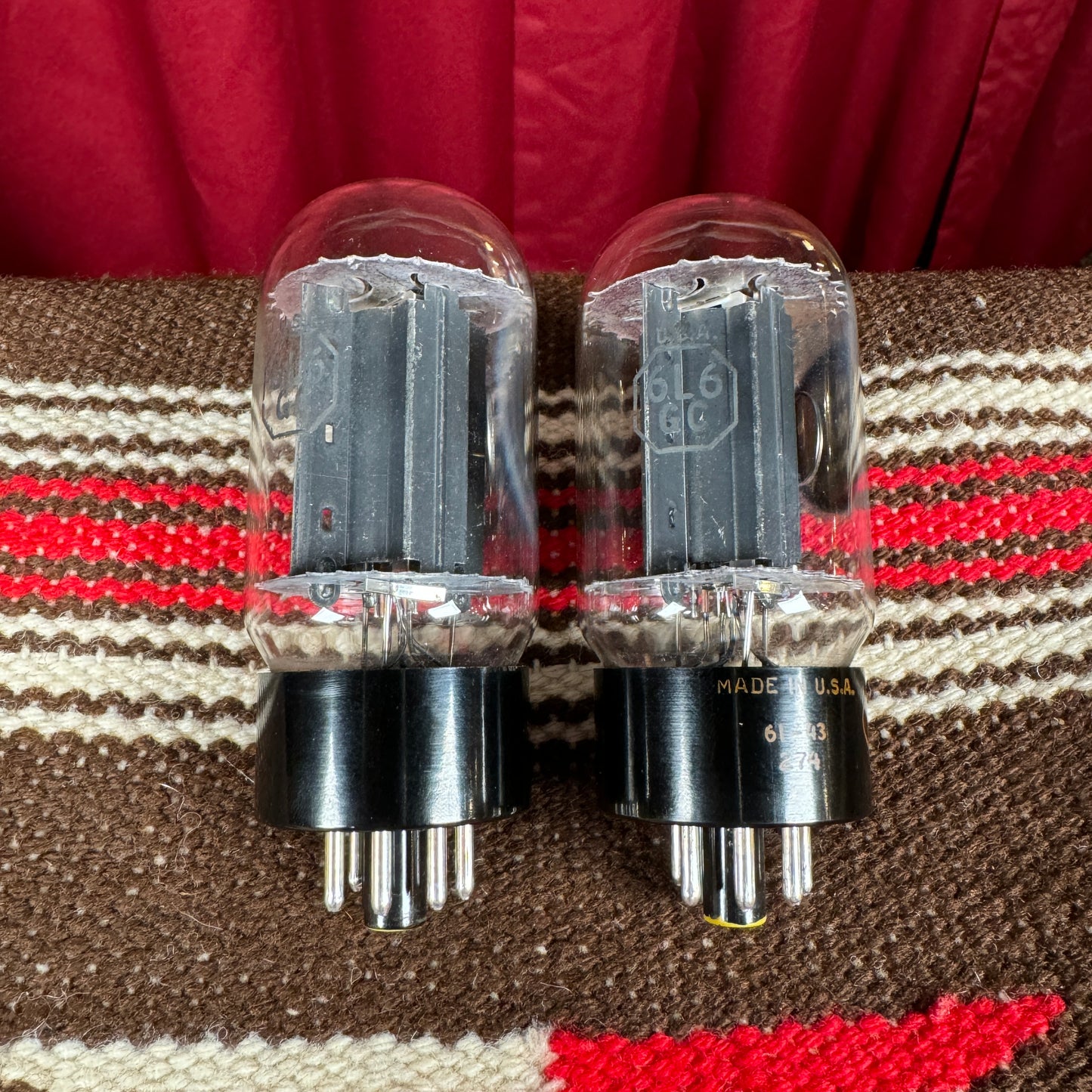 Vintage Baldwin RCA 6L6GC Amplifier Power Tubes Duet Pair Smooth Plate #166