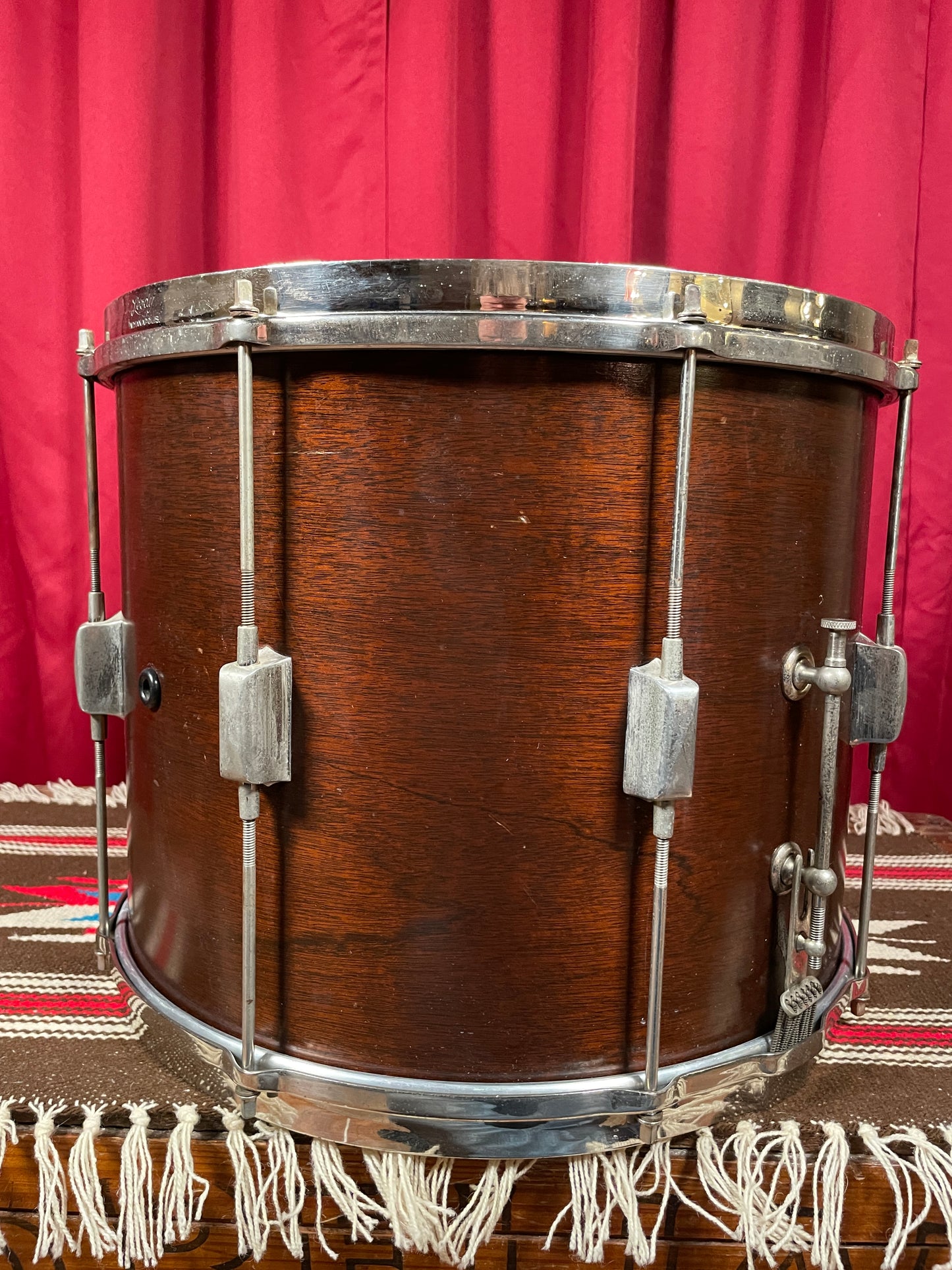 1930s Leedy Broadway Standard 12x15 Street Drum Marching / Field Snare Walnut