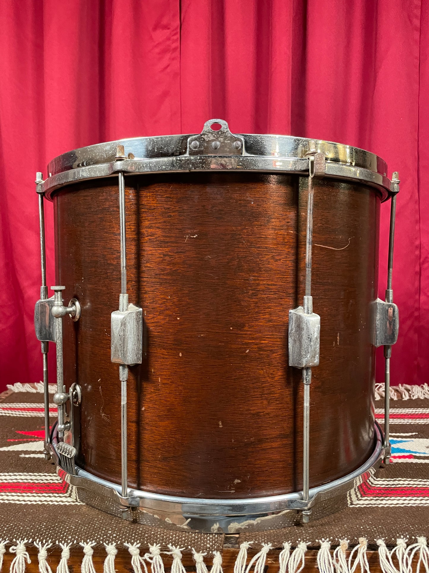 1930s Leedy Broadway Standard 12x15 Street Drum Marching / Field Snare Walnut