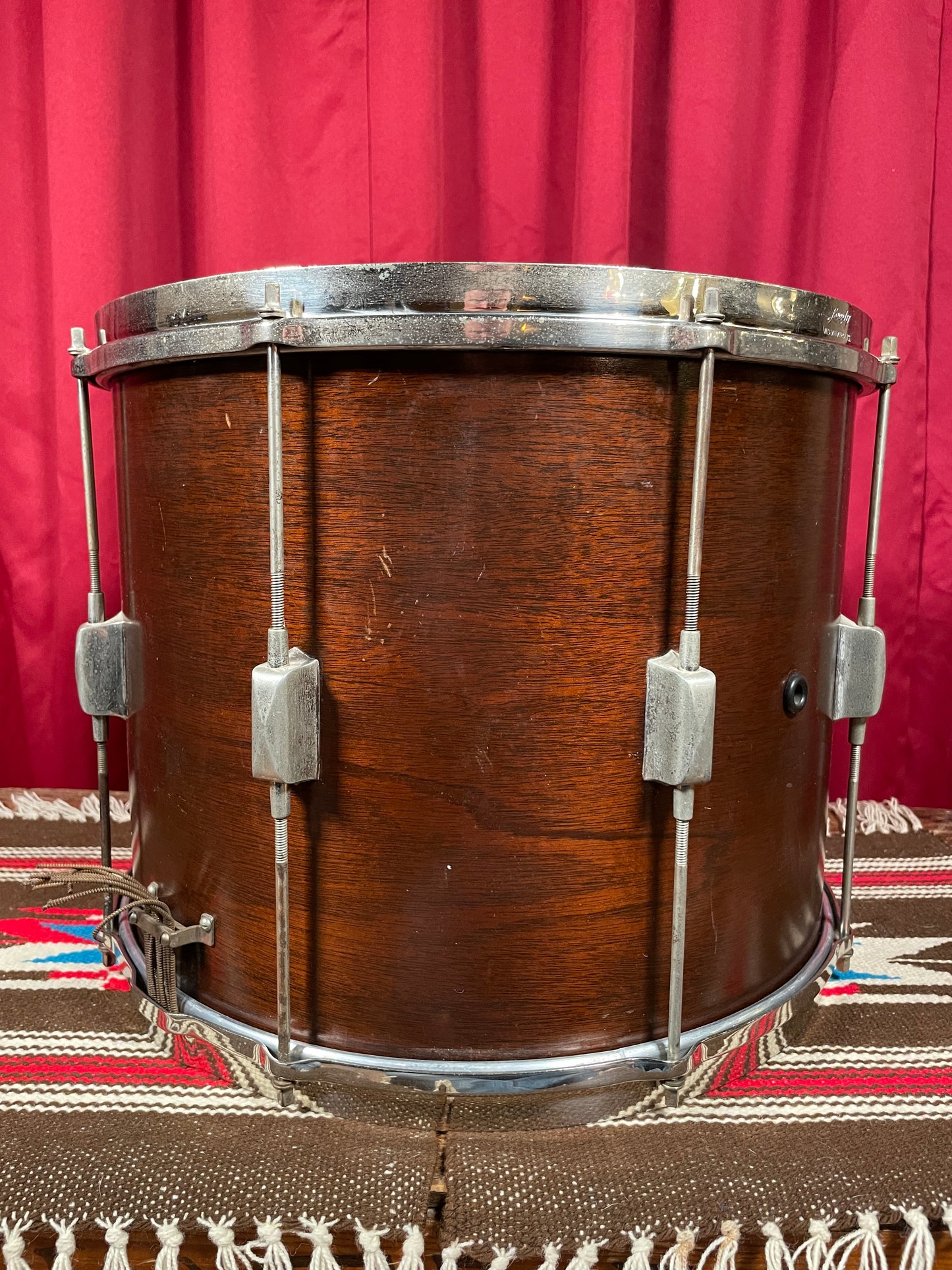 1930s Leedy Broadway Standard 12x15 Street Drum Marching / Field Snare Walnut