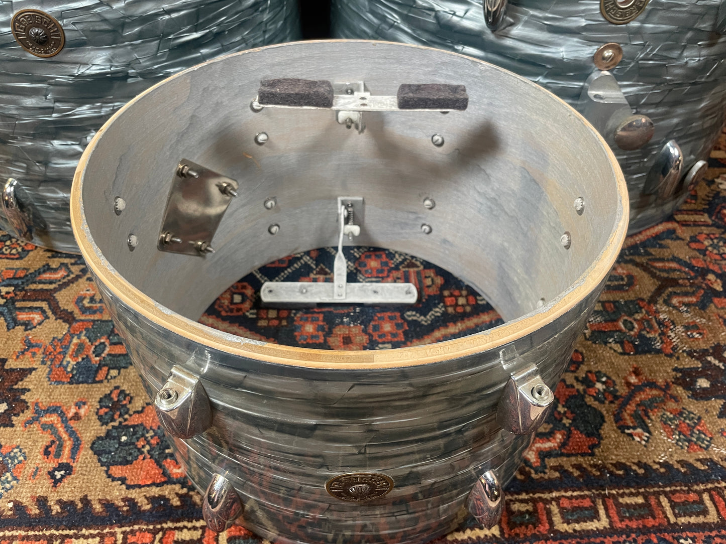 1950s Gretsch Round Badge Bop Outfit Drum Set Midnight Blue Pearl 20/13/16 3 Ply