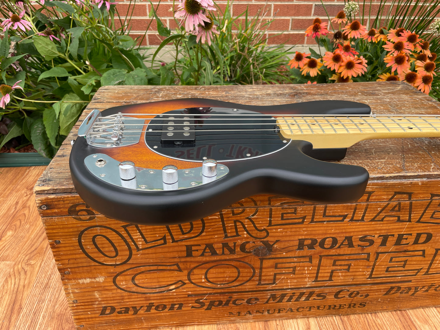 Sterling By Music Man StingRay RAY4 Bass Guitar Vintage Sunburst Satin w/ Case