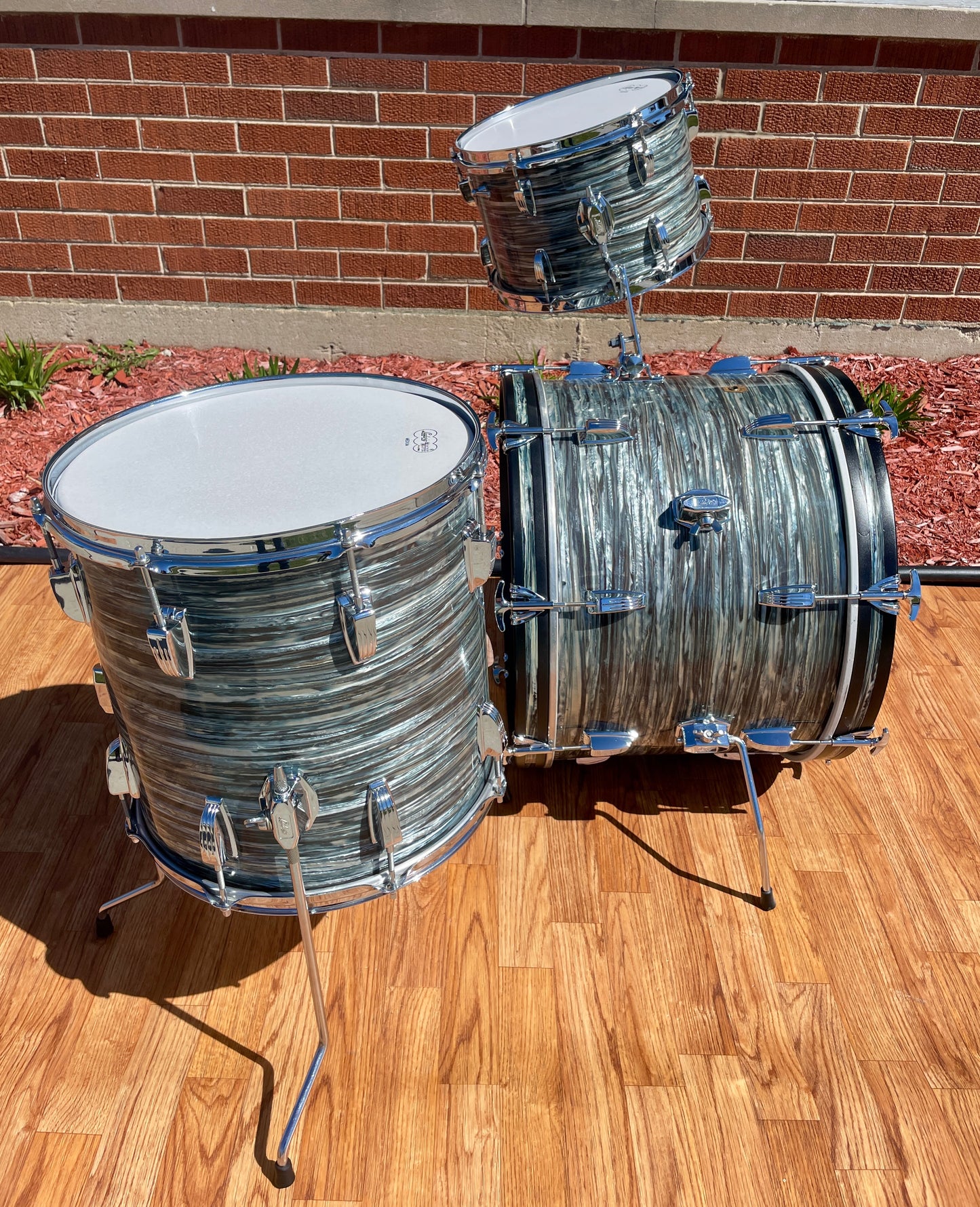 1965 Ludwig Downbeat Drum Set Oyster Blue Pearl 20/12/14 COB