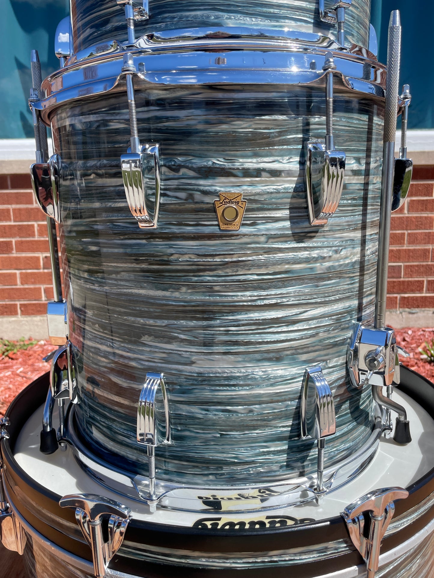 1965 Ludwig Downbeat Drum Set Oyster Blue Pearl 20/12/14 COB
