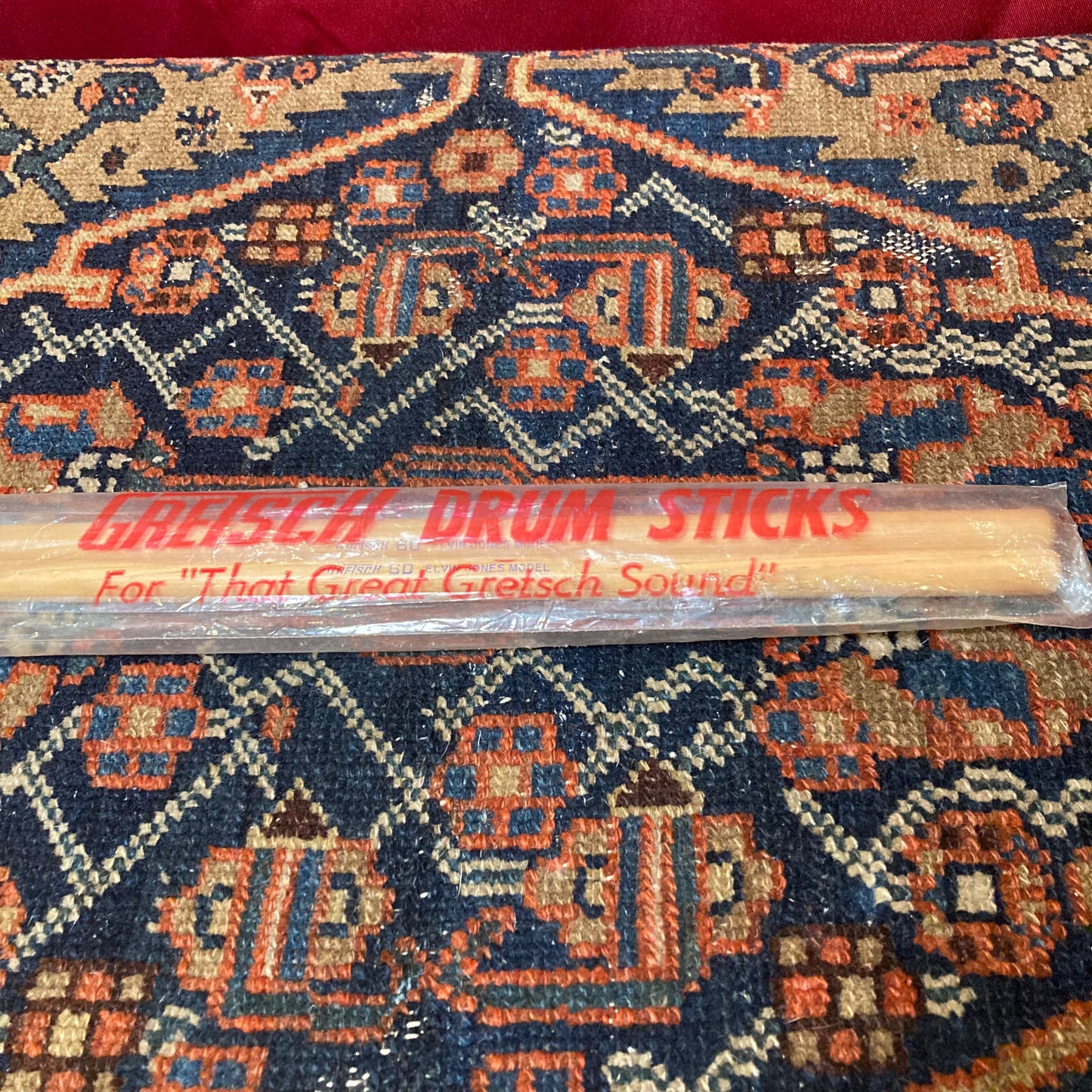 1960s Gretsch 6D Elvin Jones Model Wood Tip Drum Sticks w/ Original Bag NOS