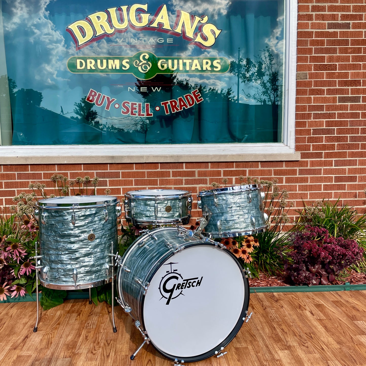 1950s Gretsch Round Badge Bop Outfit Drum Set Midnight Blue Pearl 20/13/16 w/ 5.5x14 Snare