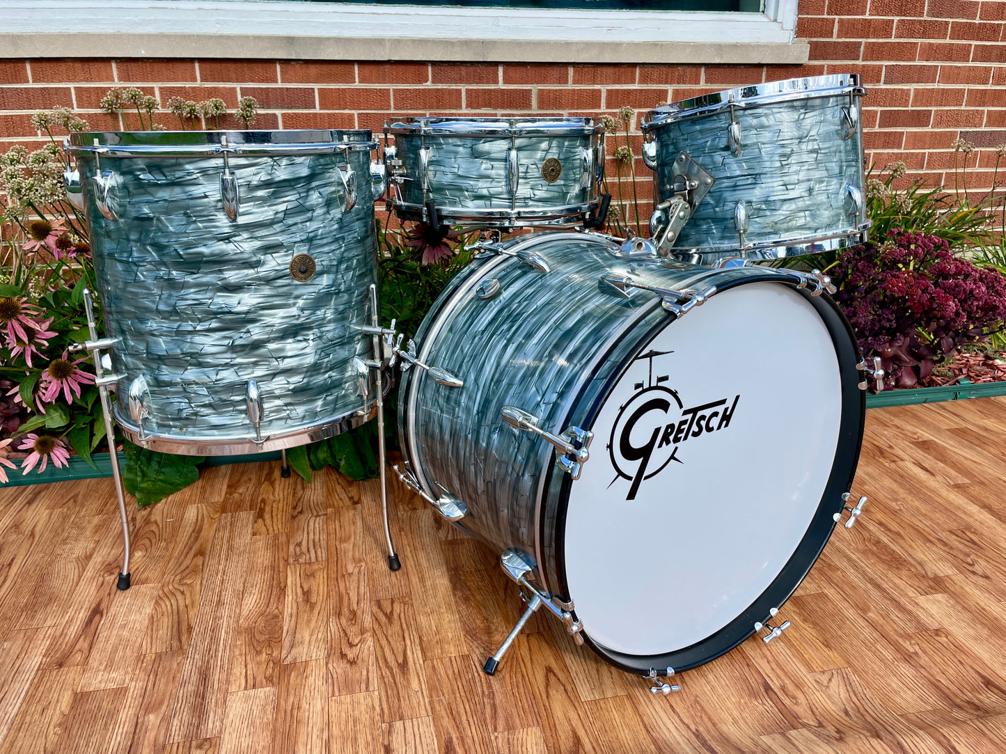 1950s Gretsch Round Badge Bop Outfit Drum Set Midnight Blue Pearl 20/13/16 w/ 5.5x14 Snare