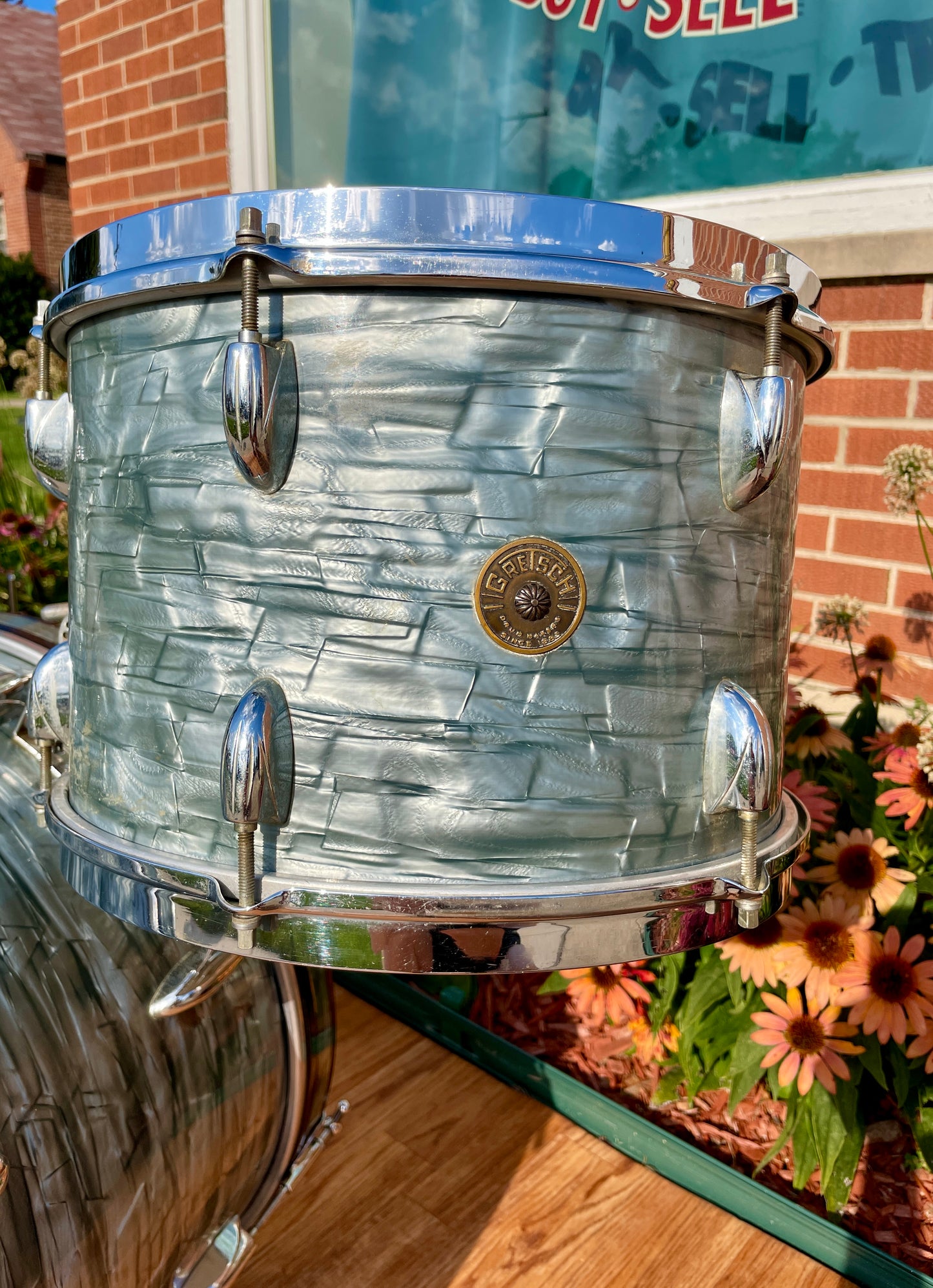 1950s Gretsch Round Badge Bop Outfit Drum Set Midnight Blue Pearl 20/13/16 3 Ply