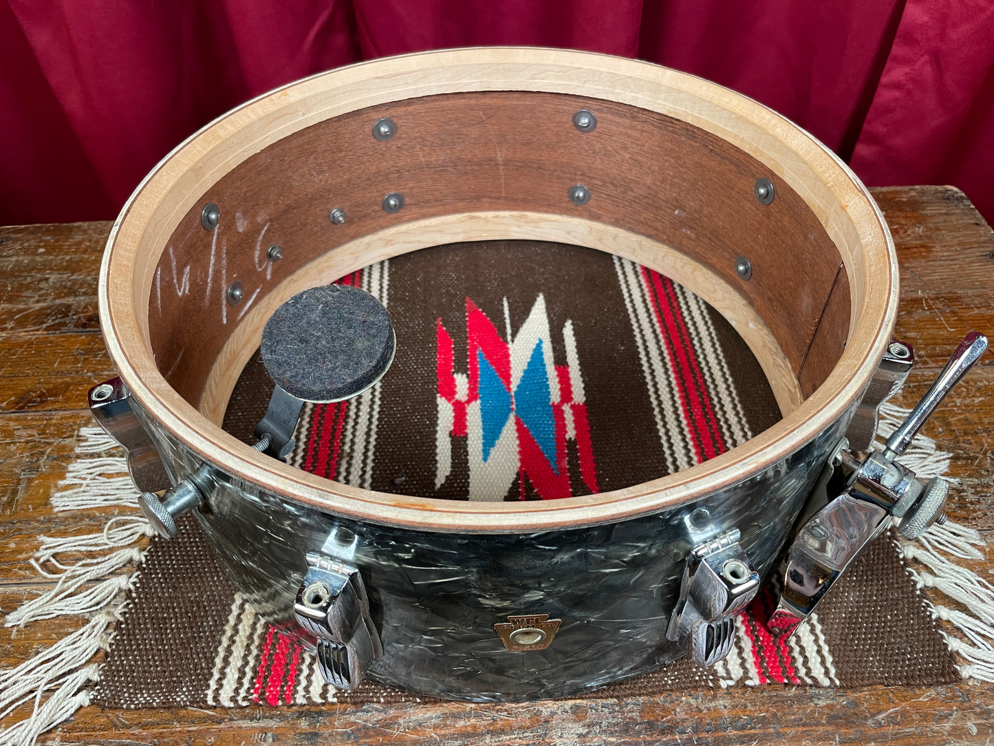 1948-1952 WFL 5.5x14 No. 900P Buddy Rich Super Classic Snare Drum Black Diamond Pearl Ludwig COB