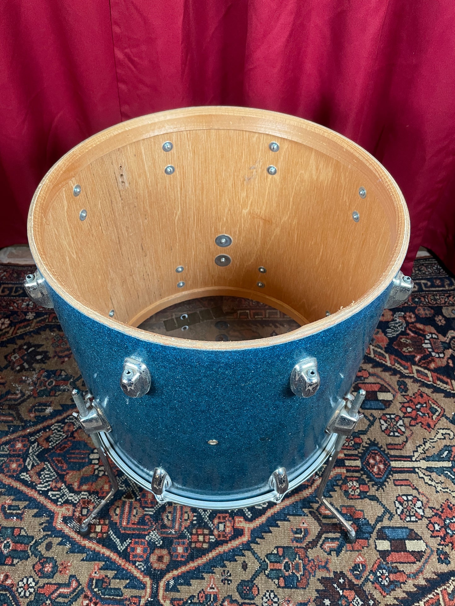 1960s Pearl 16x16 Floor Tom Drum Blue Sparkle MIJ / Japan