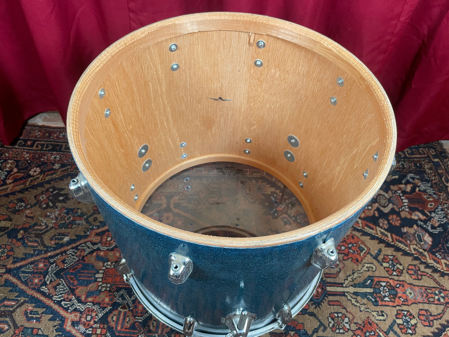 1960s Pearl 16x16 Floor Tom Drum Blue Sparkle MIJ / Japan