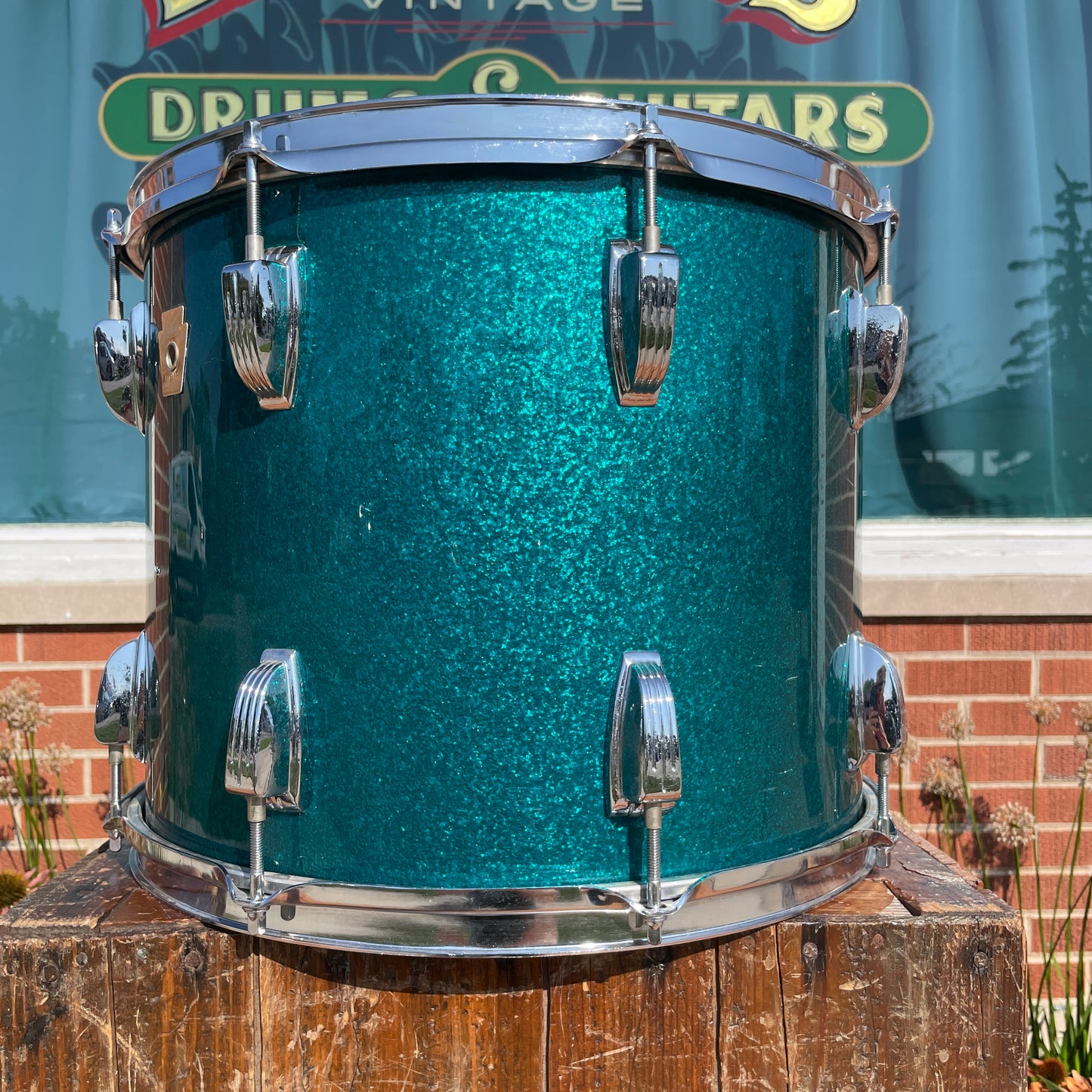 1980s-1990s Ludwig Classic Maple 6-Ply 12x15 Tom / Tenor Drum Blue Sparkle