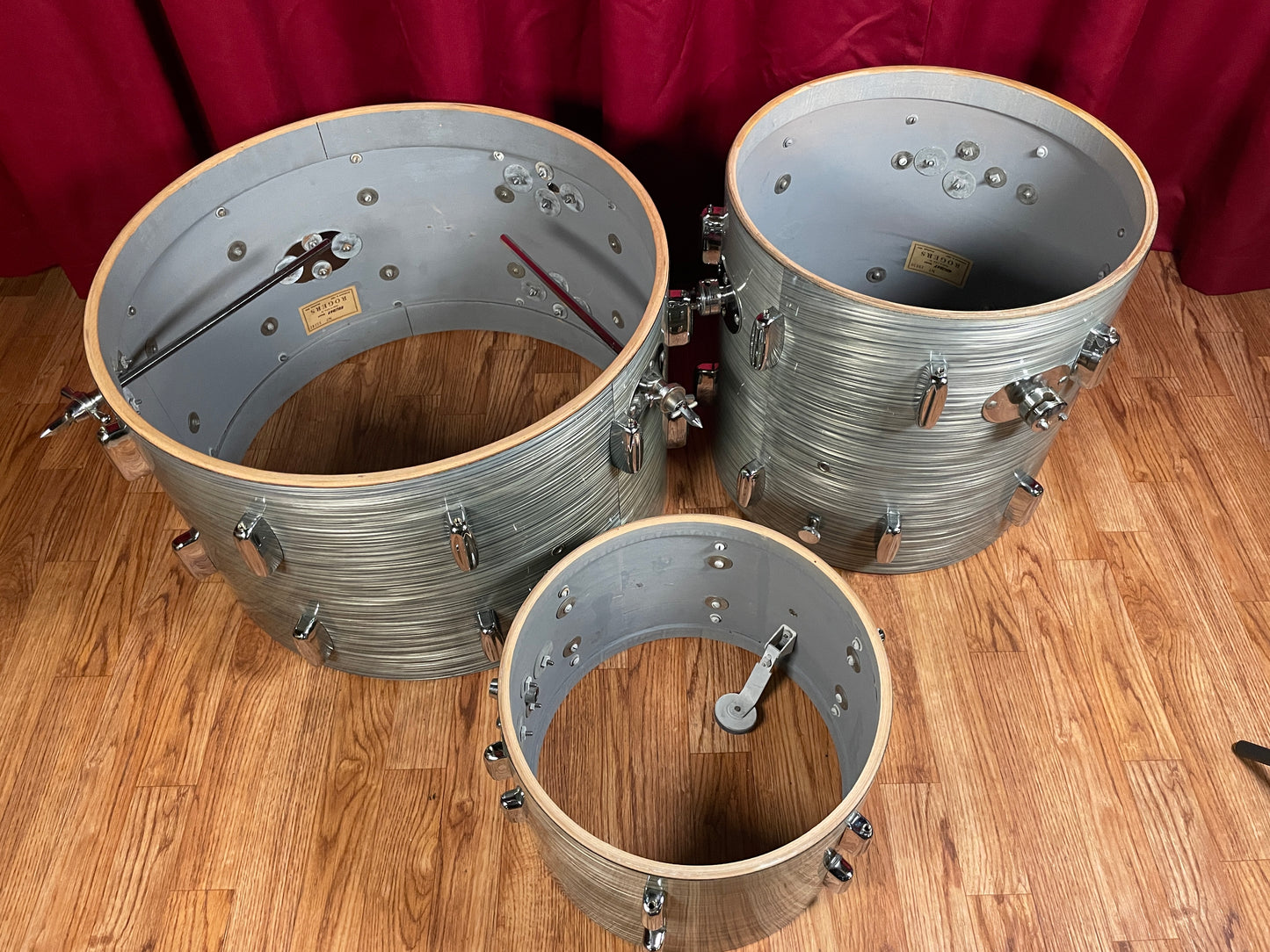 1960s Rogers Holiday Buddy Rich Celebrity Drum Set Steel Gray Ripple Pearl 22/13/16 Cleveland