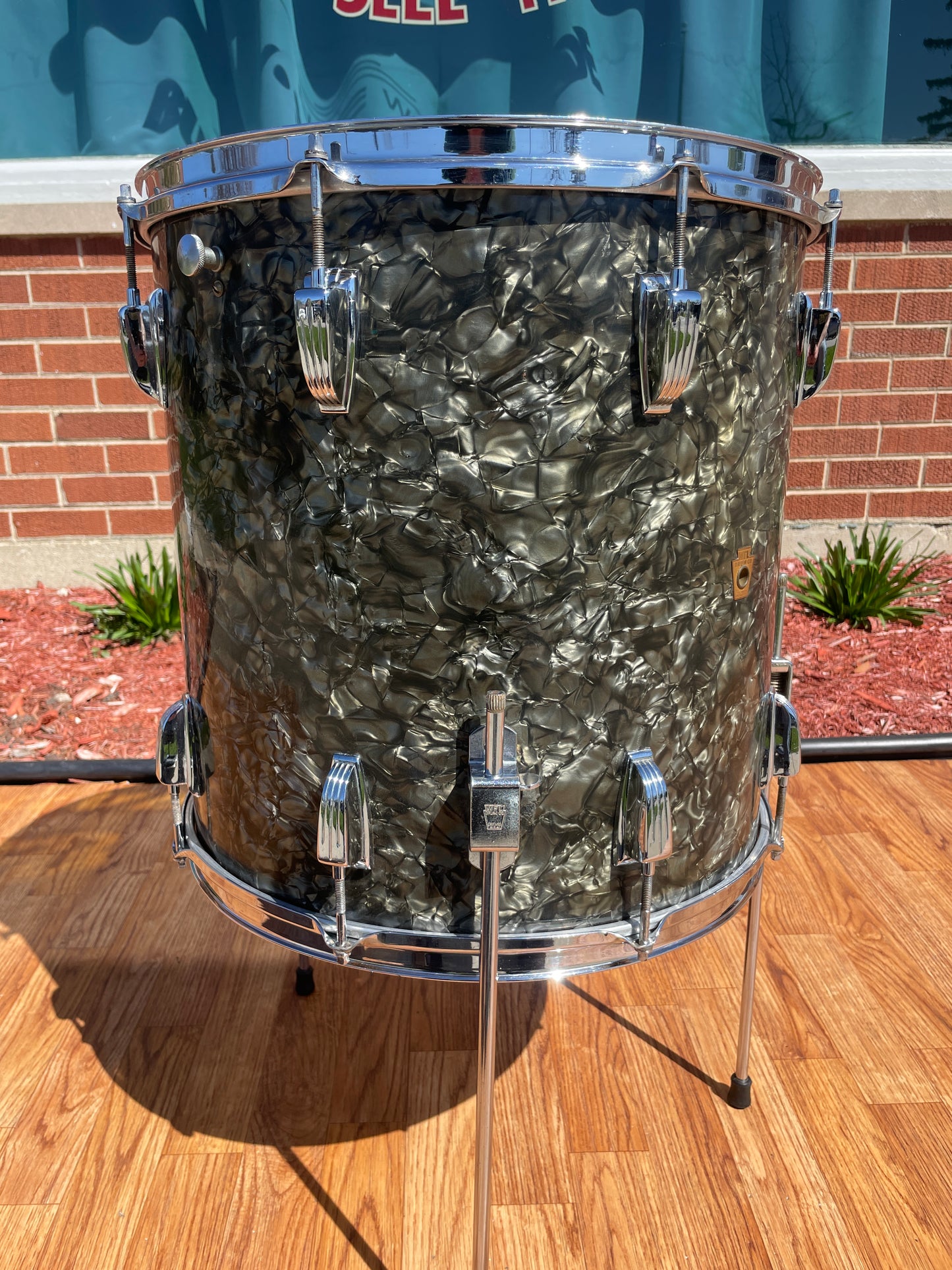 1948-1952 WFL 16x16 Floor Tom Single Black Diamond Pearl Ludwig