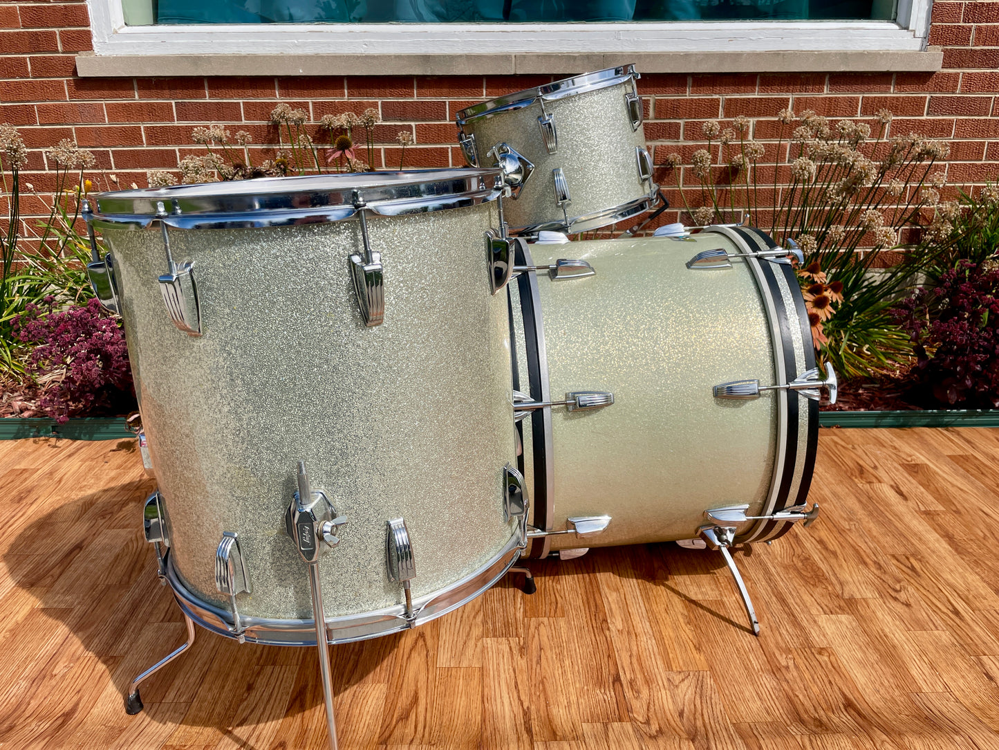 1970s Ludwig 3-Ply Drum Set Silver Sparkle 20/13/16