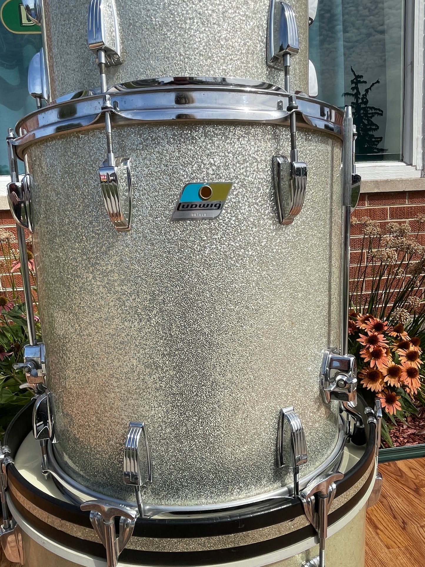 1970s Ludwig 3-Ply Drum Set Silver Sparkle 20/13/16