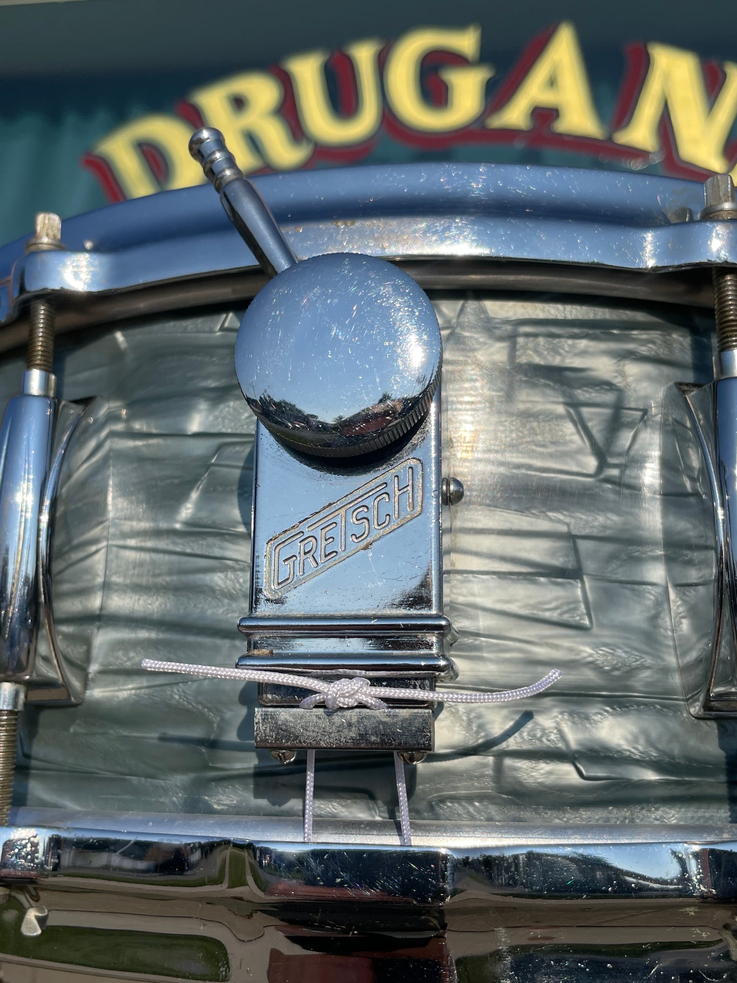 1950s Gretsch Round Badge Name Band 5.5x14 Snare Drum Midnight Blue Pearl