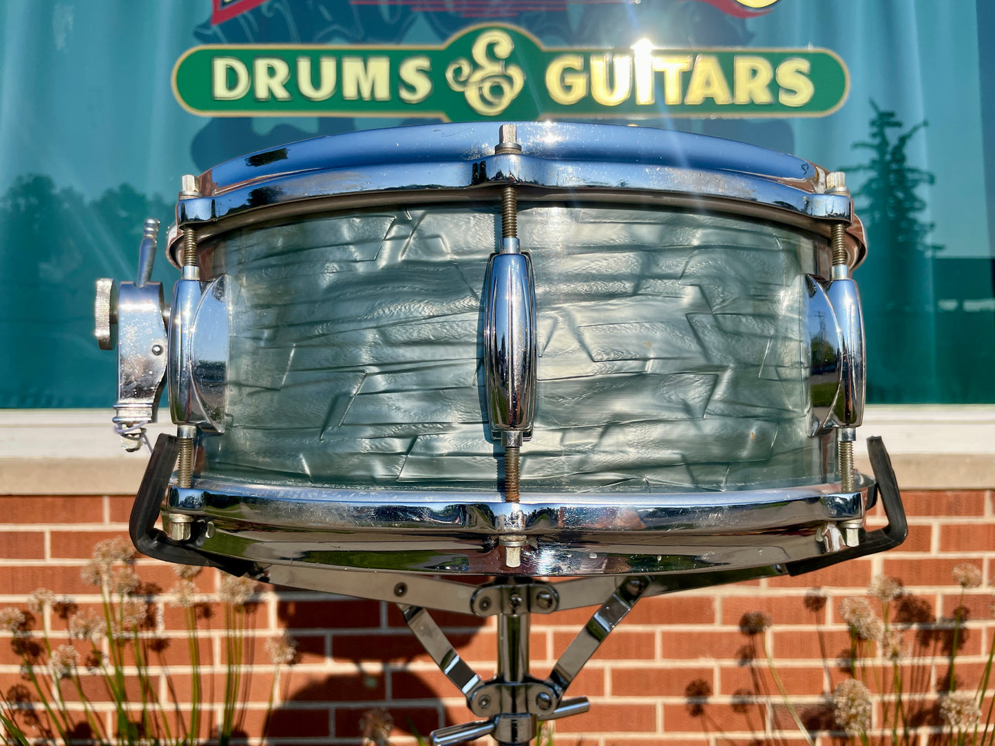 1950s Gretsch Round Badge Name Band 5.5x14 Snare Drum Midnight Blue Pearl