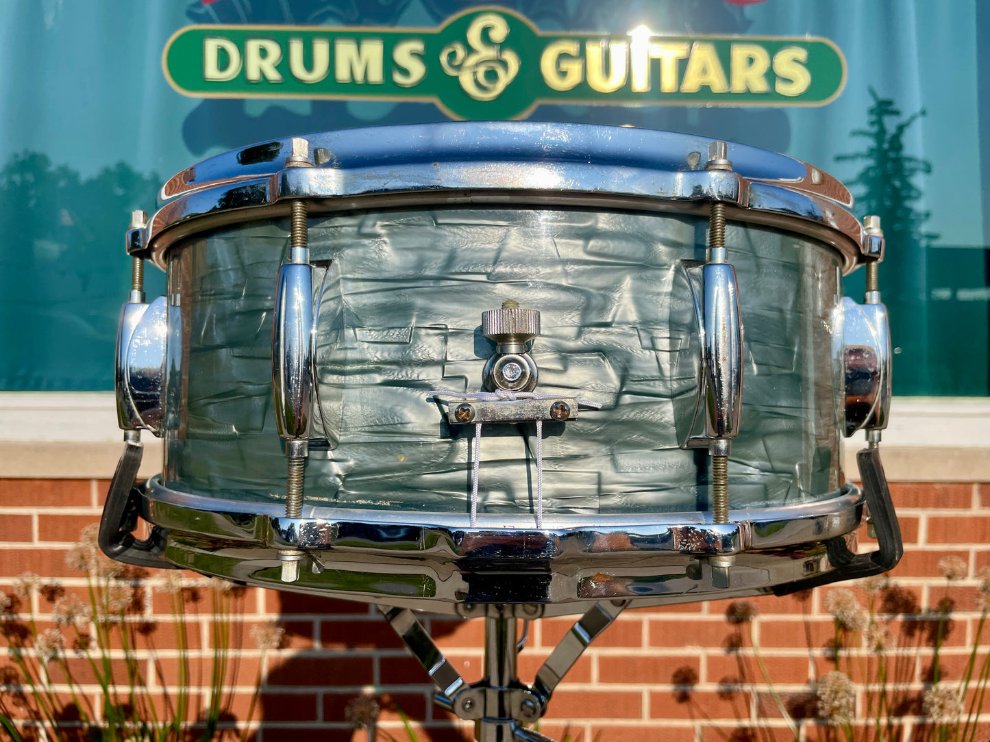 1950s Gretsch Round Badge Name Band 5.5x14 Snare Drum Midnight Blue Pearl