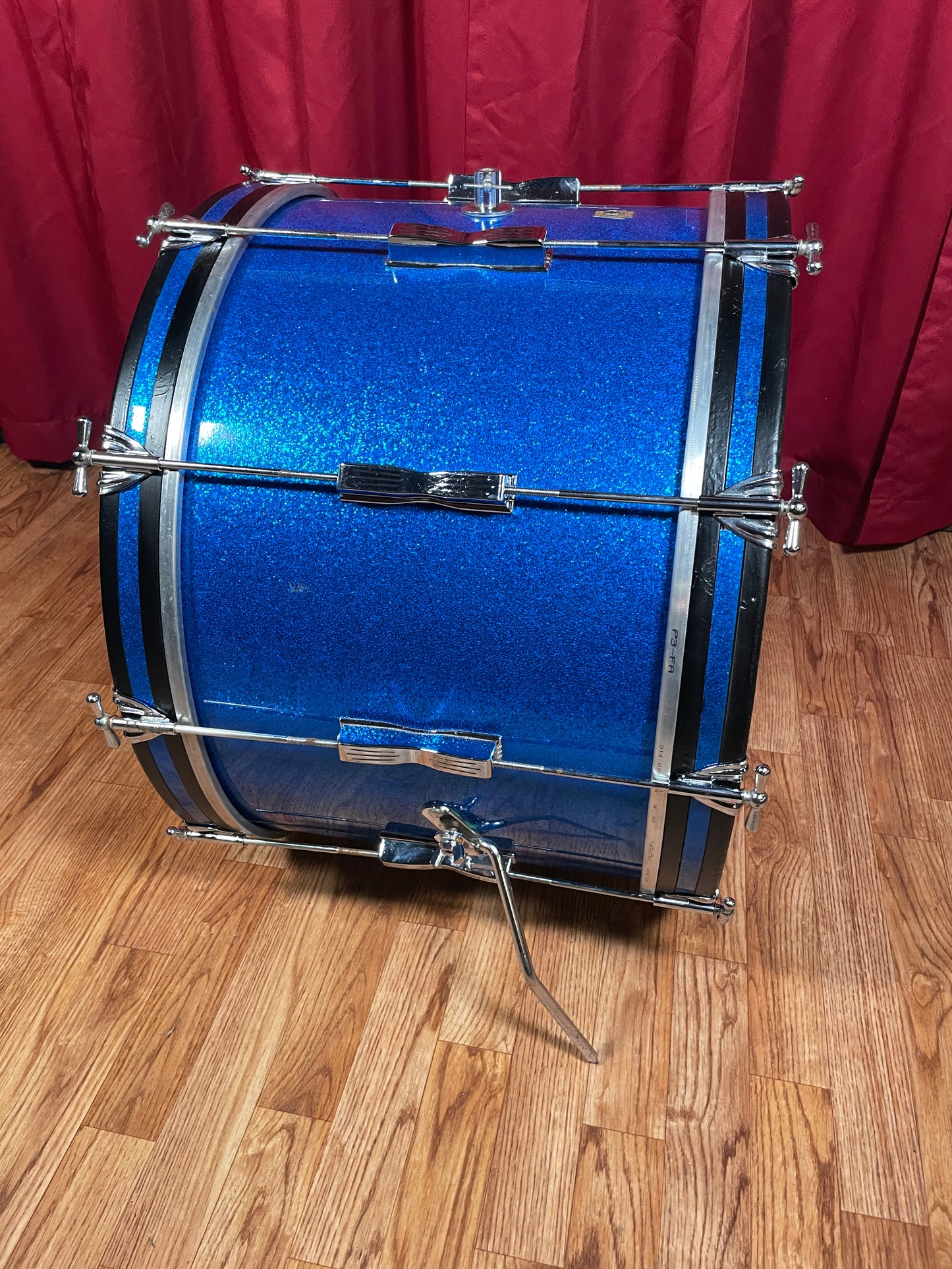 1960s Ludwig 14x22 Club Date Bass Drum Drum Blue Sparkle Pre-Serial