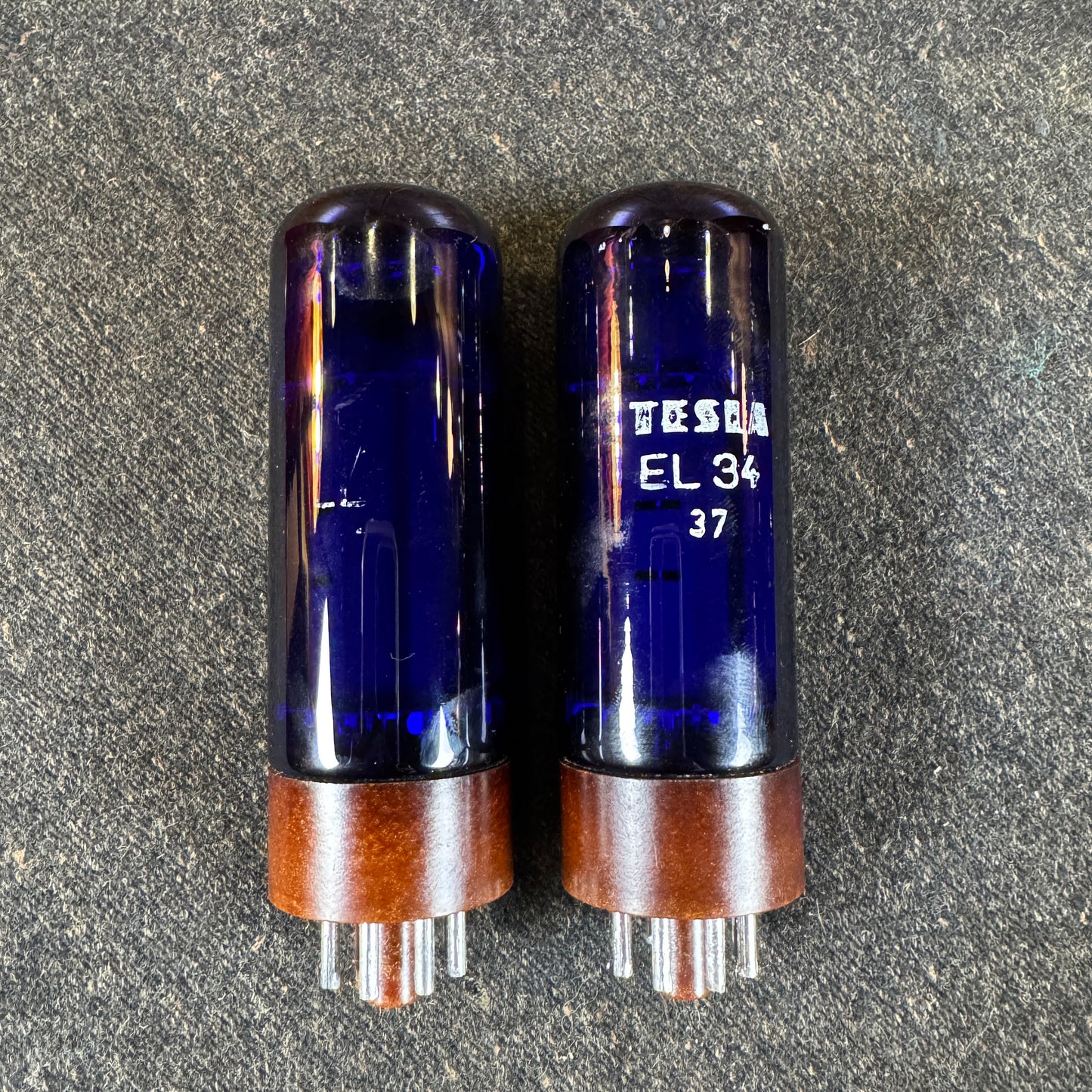 Tesla Cobalt Blue EL34 Amplifier Power Tubes Pair Duet #201