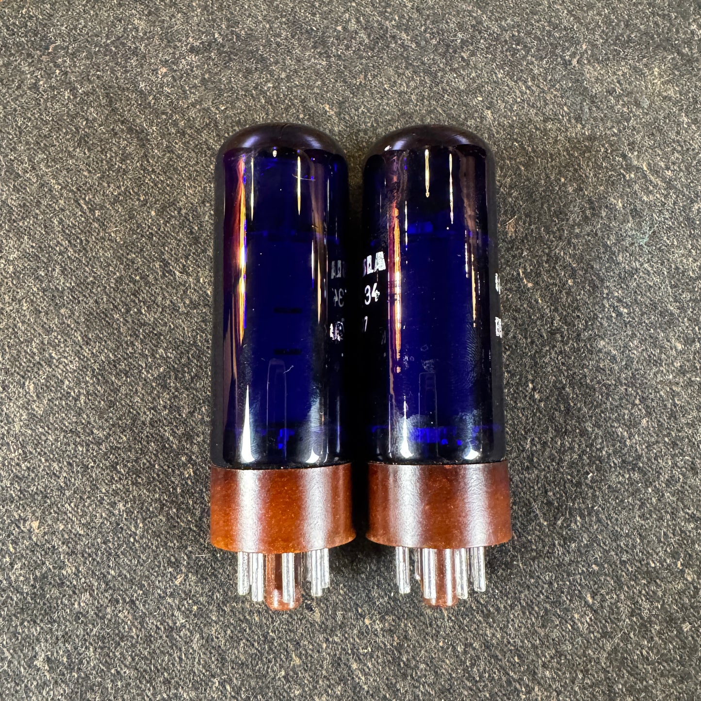 Tesla Cobalt Blue EL34 Amplifier Power Tubes Pair Duet #201