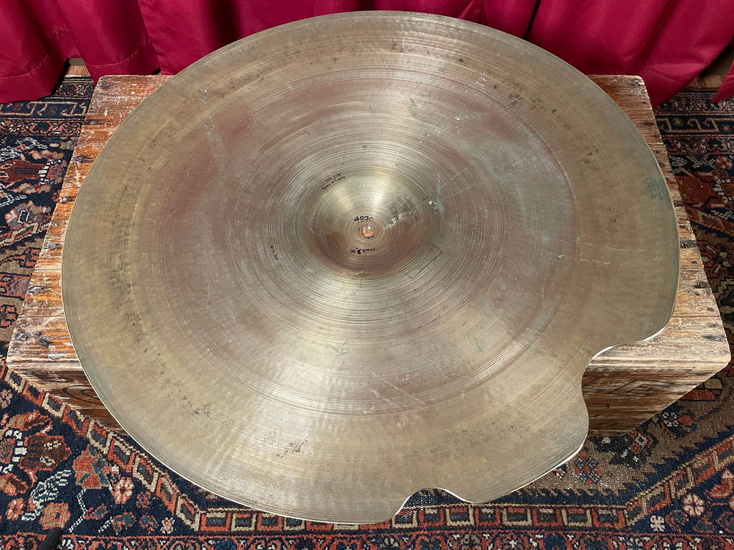 26" Zildjian A 1940s-50s Trans Stamp Ride Cymbal 4809g Repaired *Video Demo*