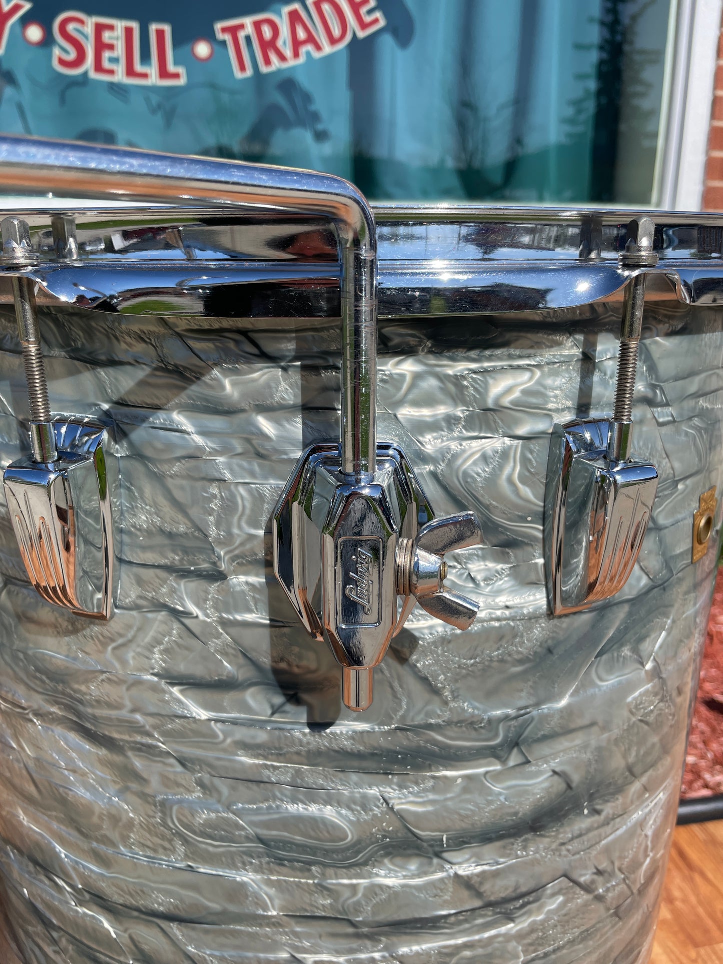 1965 Ludwig 24x16 No. 1109PC Miami Beach Stand-Up Set Sky Blue Pearl Cocktail Drum
