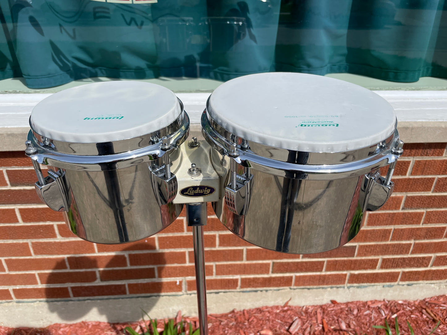 1970s Ludwig 6" & 8" Stainless Steel Single Headed Bongos w/ Slide Mount