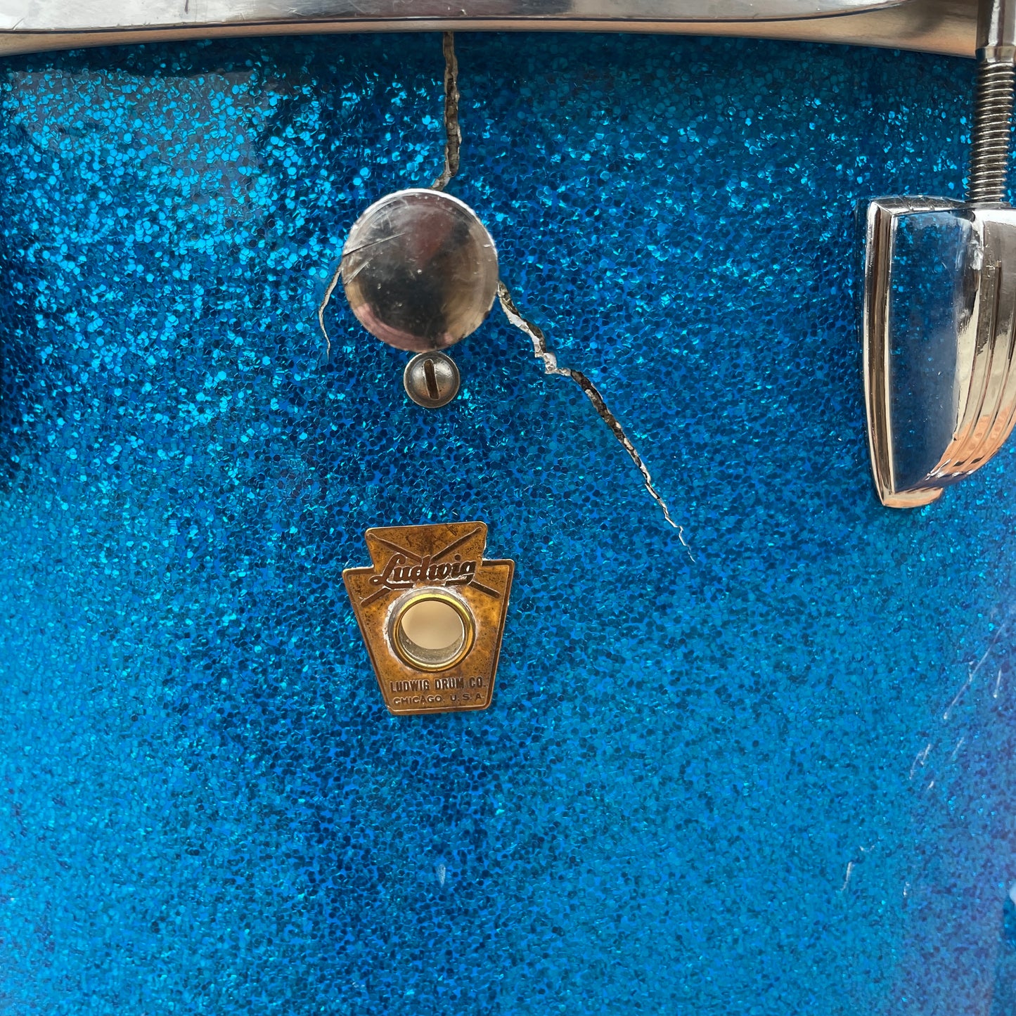 1960s Ludwig 12x15 Floor Tom Tenor Drum Conversion Blue Sparkle Pre-Serial