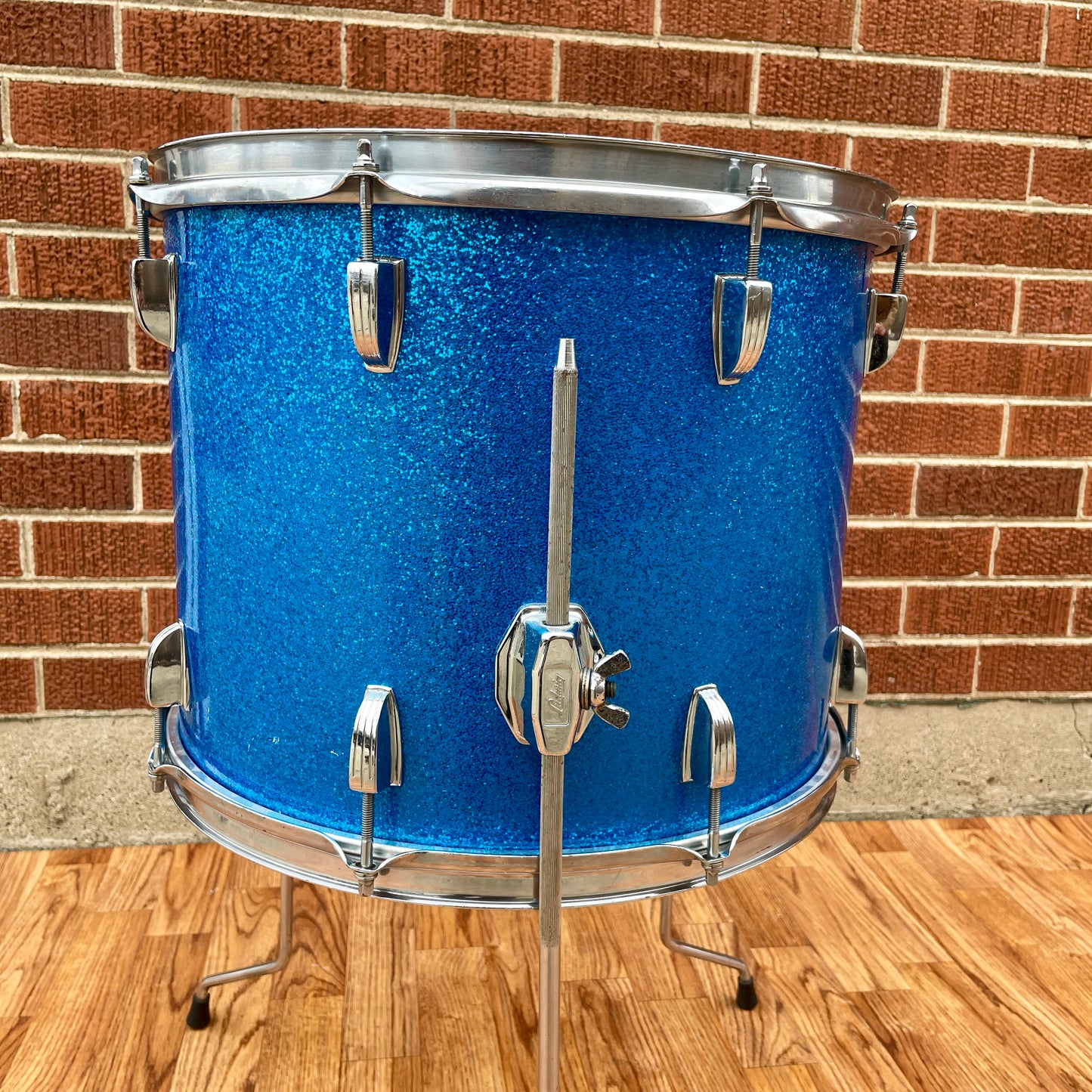 1960s Ludwig 12x15 Floor Tom Tenor Drum Conversion Blue Sparkle Pre-Serial