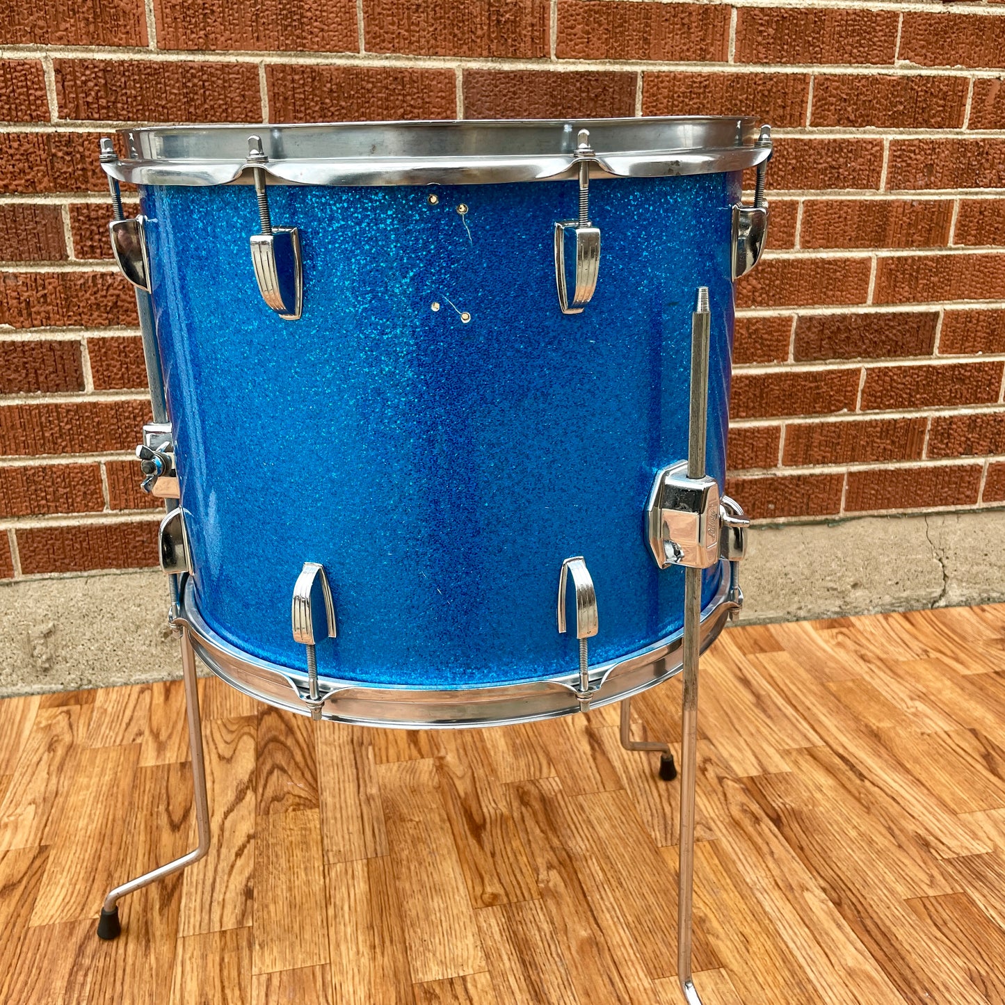 1960s Ludwig 12x15 Floor Tom Tenor Drum Conversion Blue Sparkle Pre-Serial