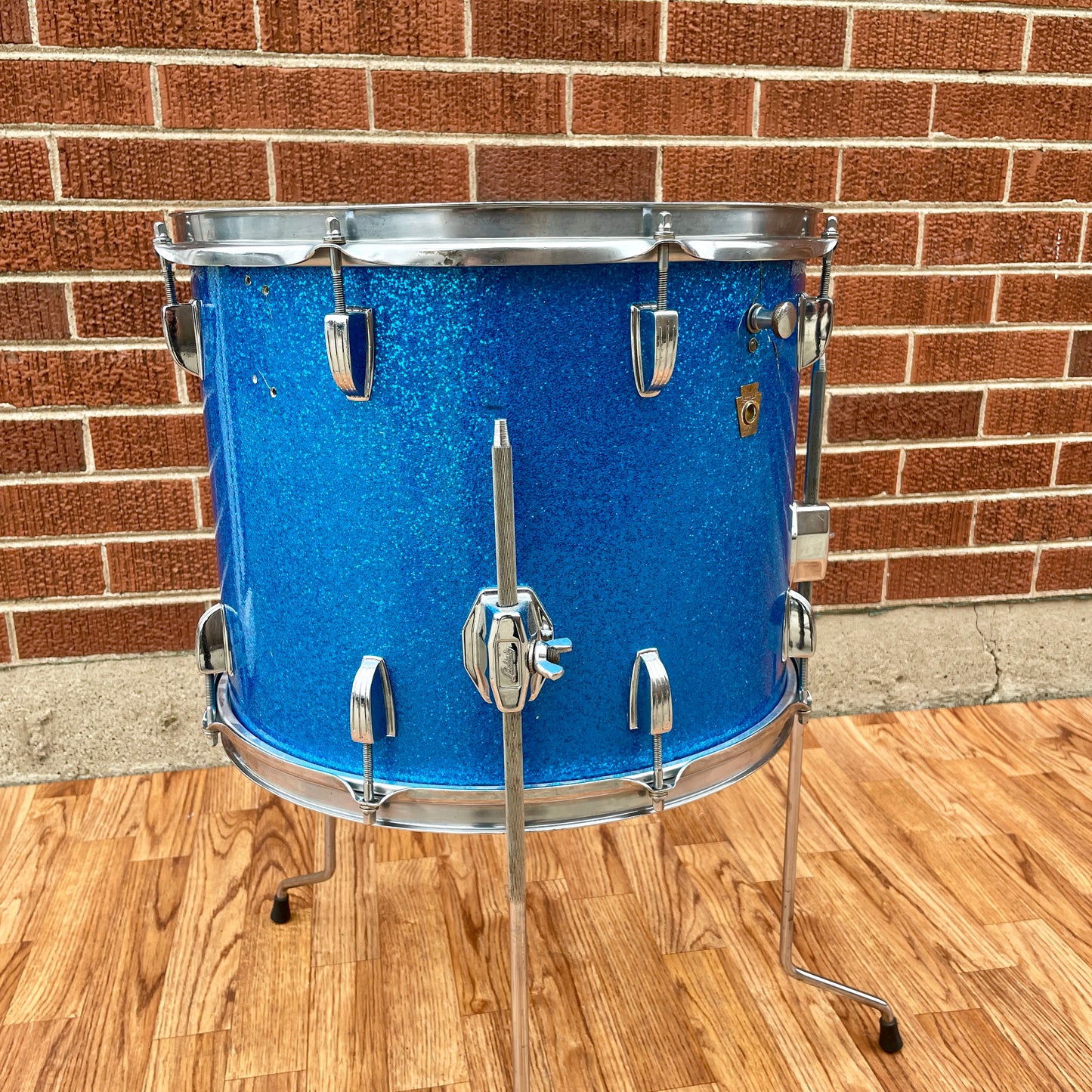 1960s Ludwig 12x15 Floor Tom Tenor Drum Conversion Blue Sparkle Pre-Serial
