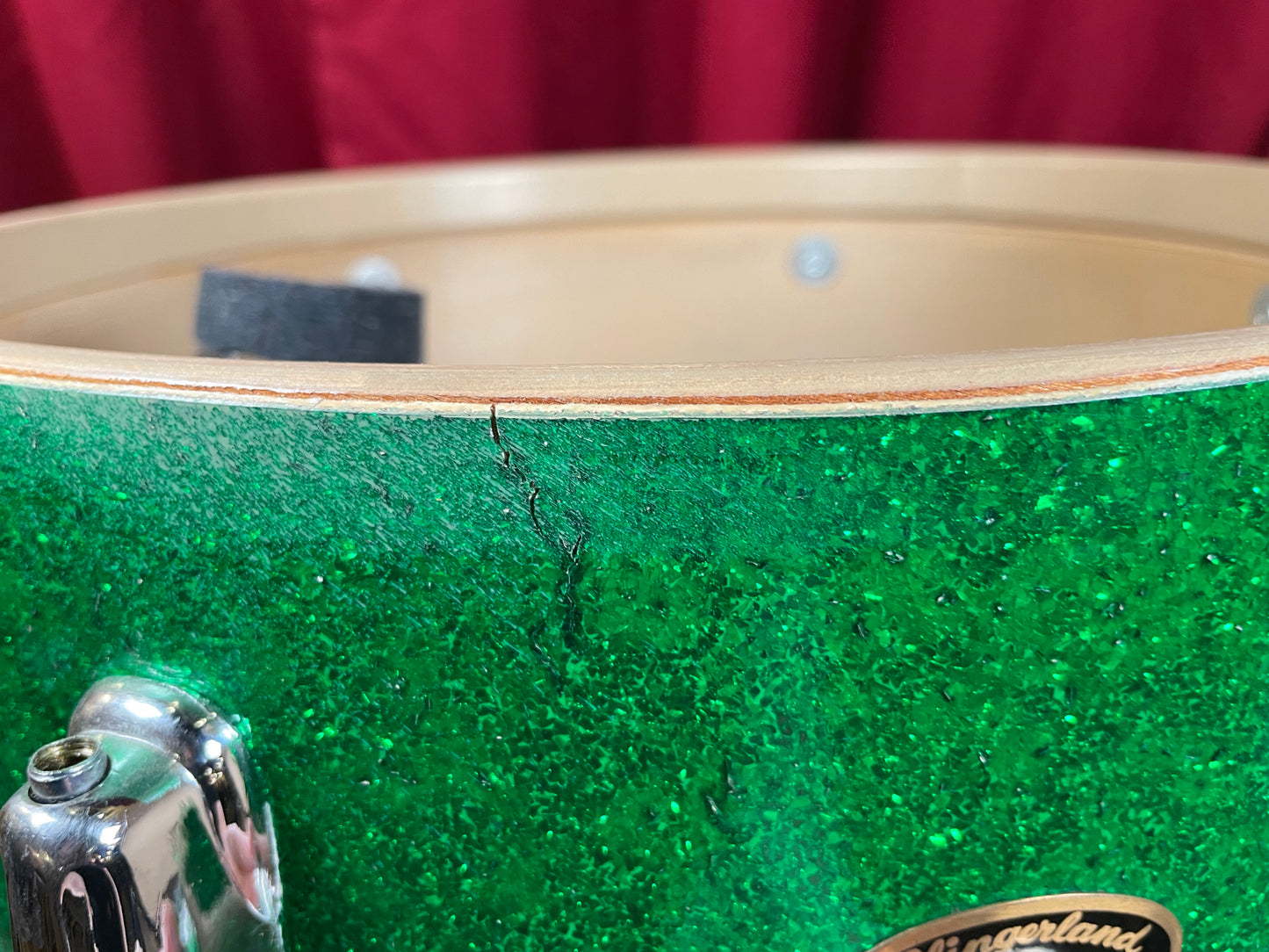 1960s Slingerland 5.5x14 Deluxe Student Model No. 161 Snare Drum Green Sparkle