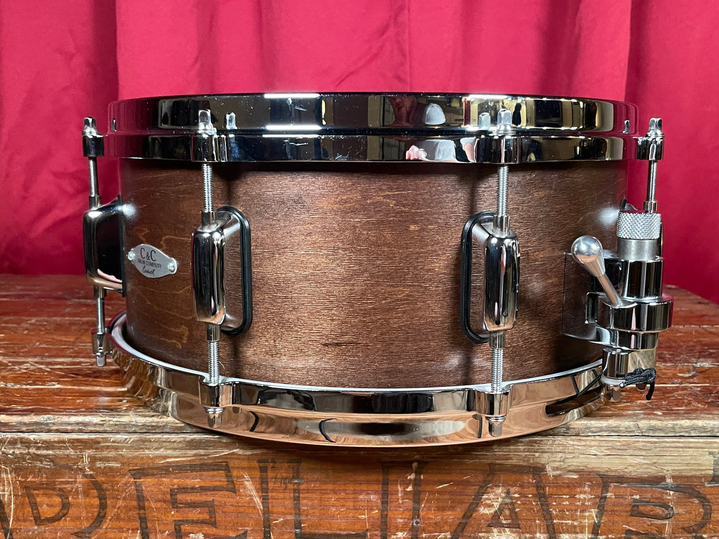 C&C 6x13 Player Date II Snare Drum w/ Trick GS007 Throw Off Brown Mahogany Stain 13x6