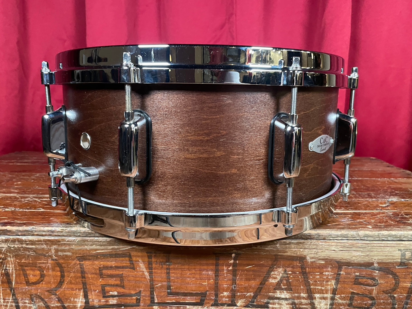 C&C 6x13 Player Date II Snare Drum w/ Trick GS007 Throw Off Brown Mahogany Stain 13x6