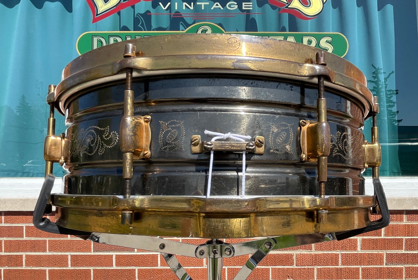 1920s Leedy 5x14 Engraved Black Elite Snare Drum