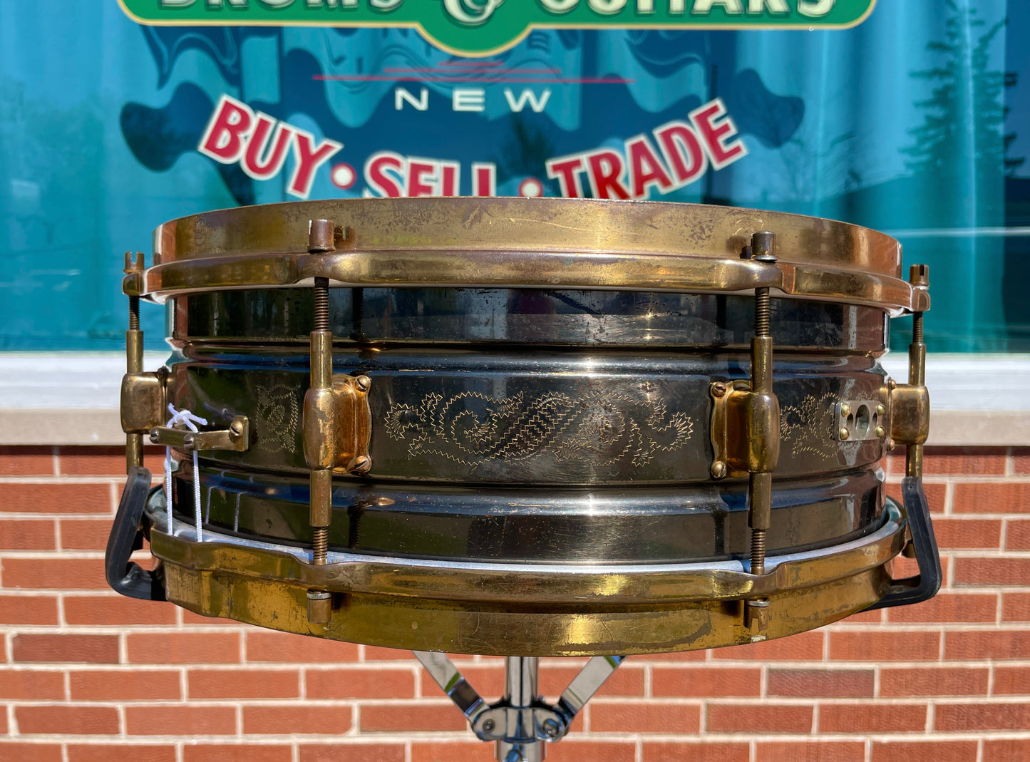 1920s Leedy 5x14 Engraved Black Elite Snare Drum
