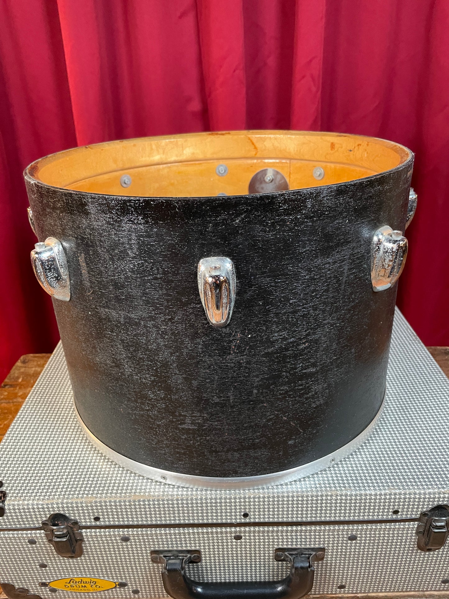 1970s Slingerland 10x14 Concert Tom Drum Shell Black