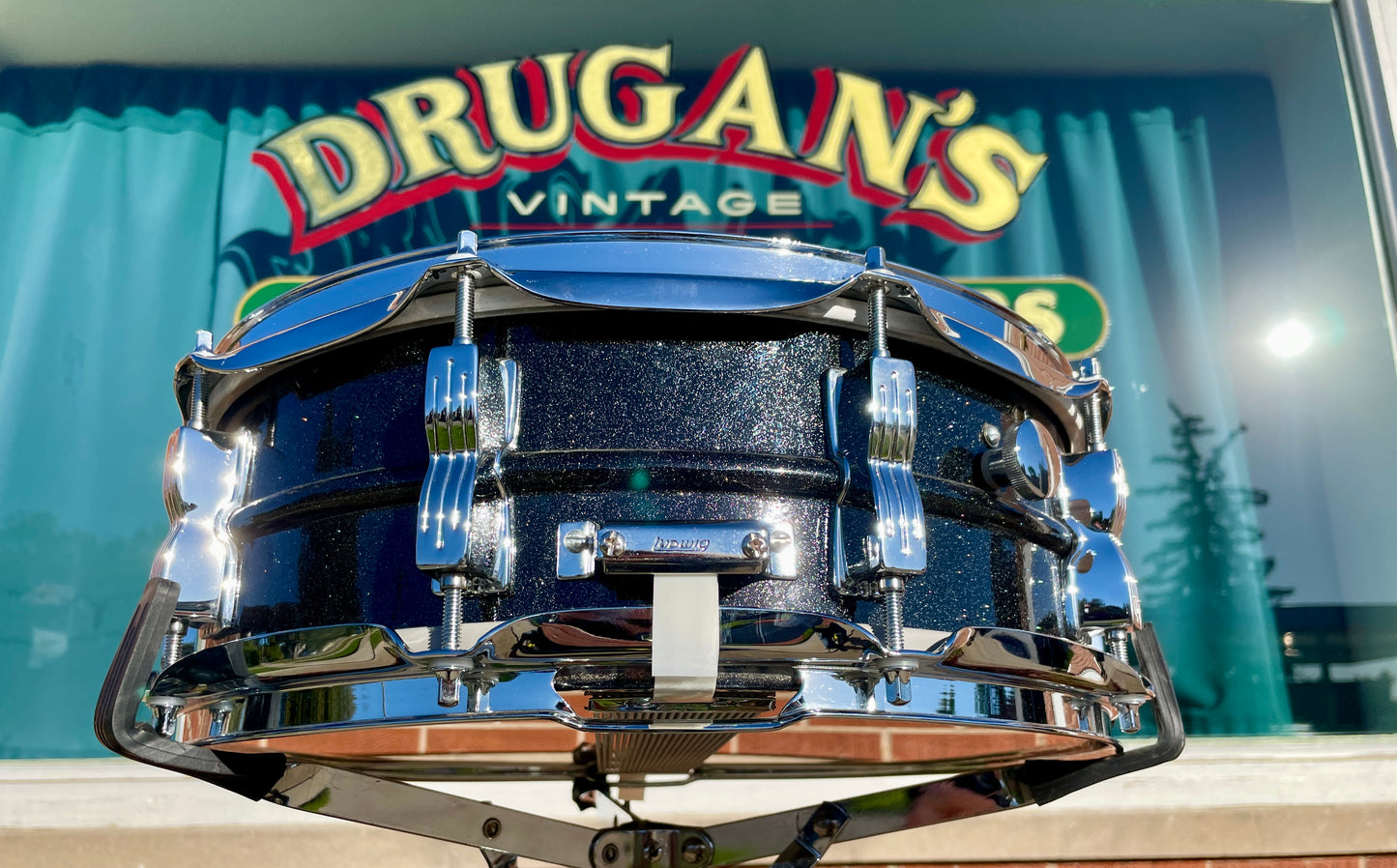 1990s Ludwig 5x14 Limited Edition of 200 Black Galaxy 10-Lug Acrolite Snare Drum Blackrolite