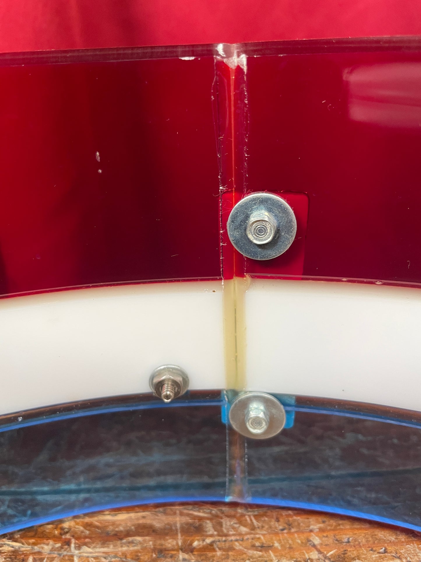 1970s Ludwig Vistalite 5x14 Snare Drum Bicentennial Red White And Blue