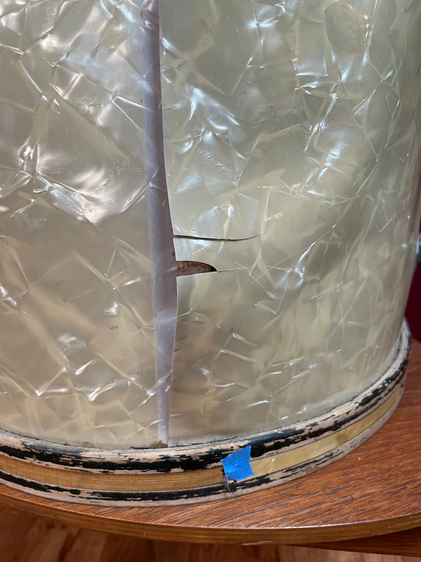 1960s Gretsch 24x14 Single Headed Cocktail Drum PX4182 White Pearl Round Badge 6 ply