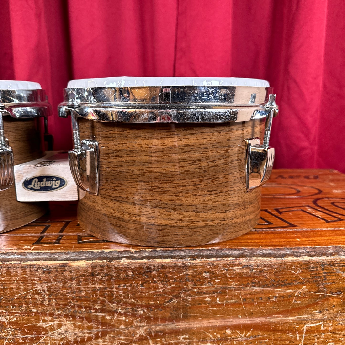 1970s Ludwig 6" & 8" No. 2358P Tunable Bongos Walnut Cortex