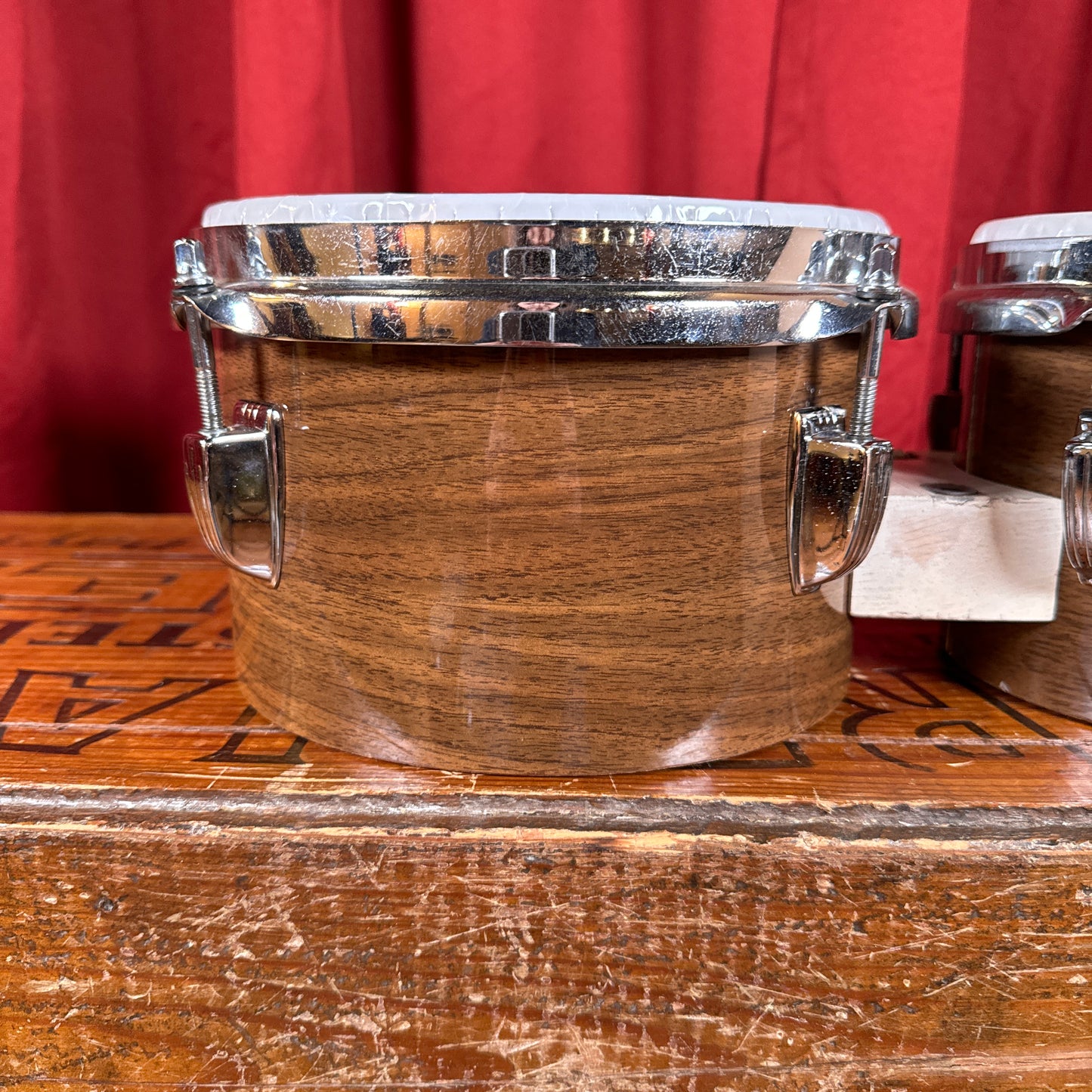 1970s Ludwig 6" & 8" No. 2358P Tunable Bongos Walnut Cortex