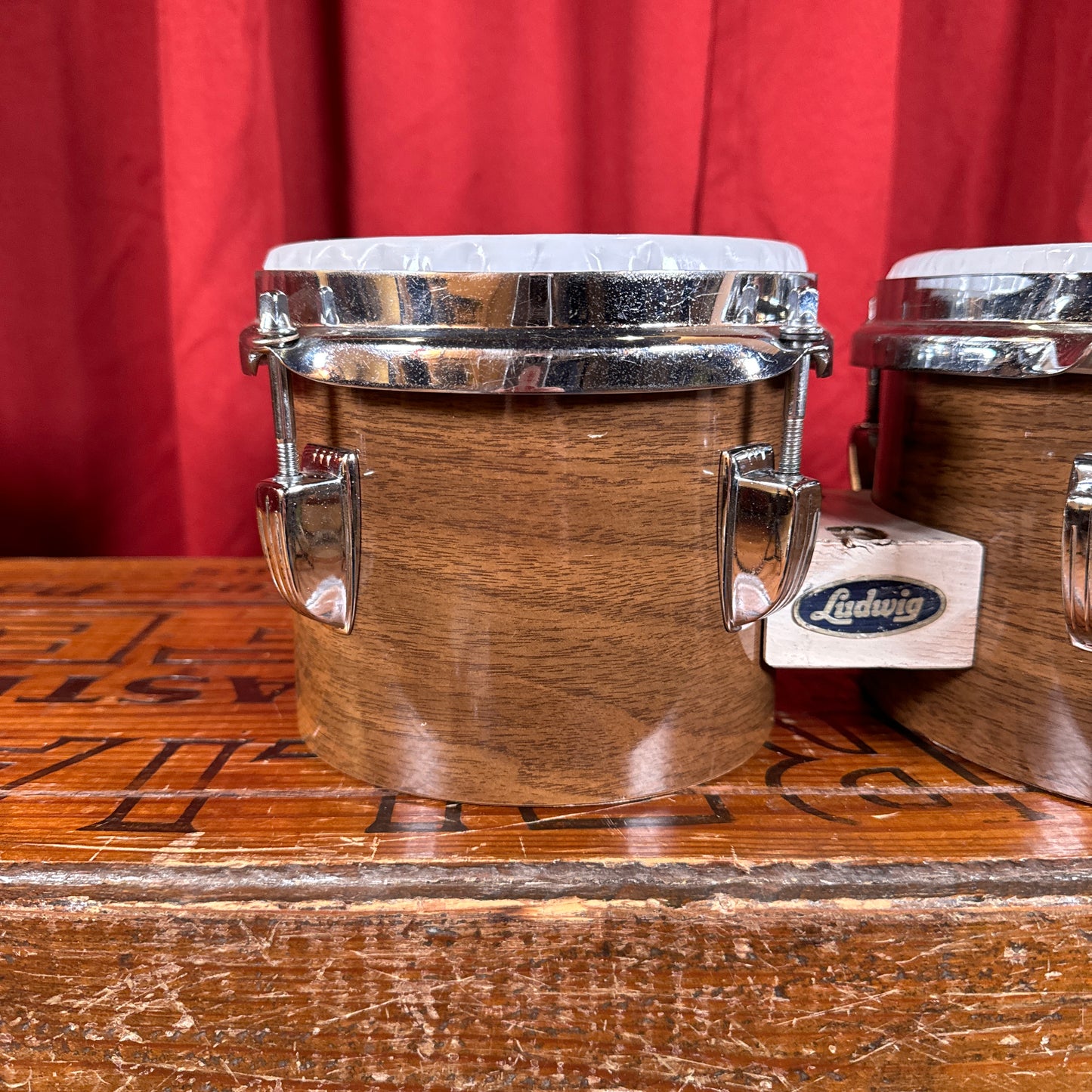 1970s Ludwig 6" & 8" No. 2358P Tunable Bongos Walnut Cortex