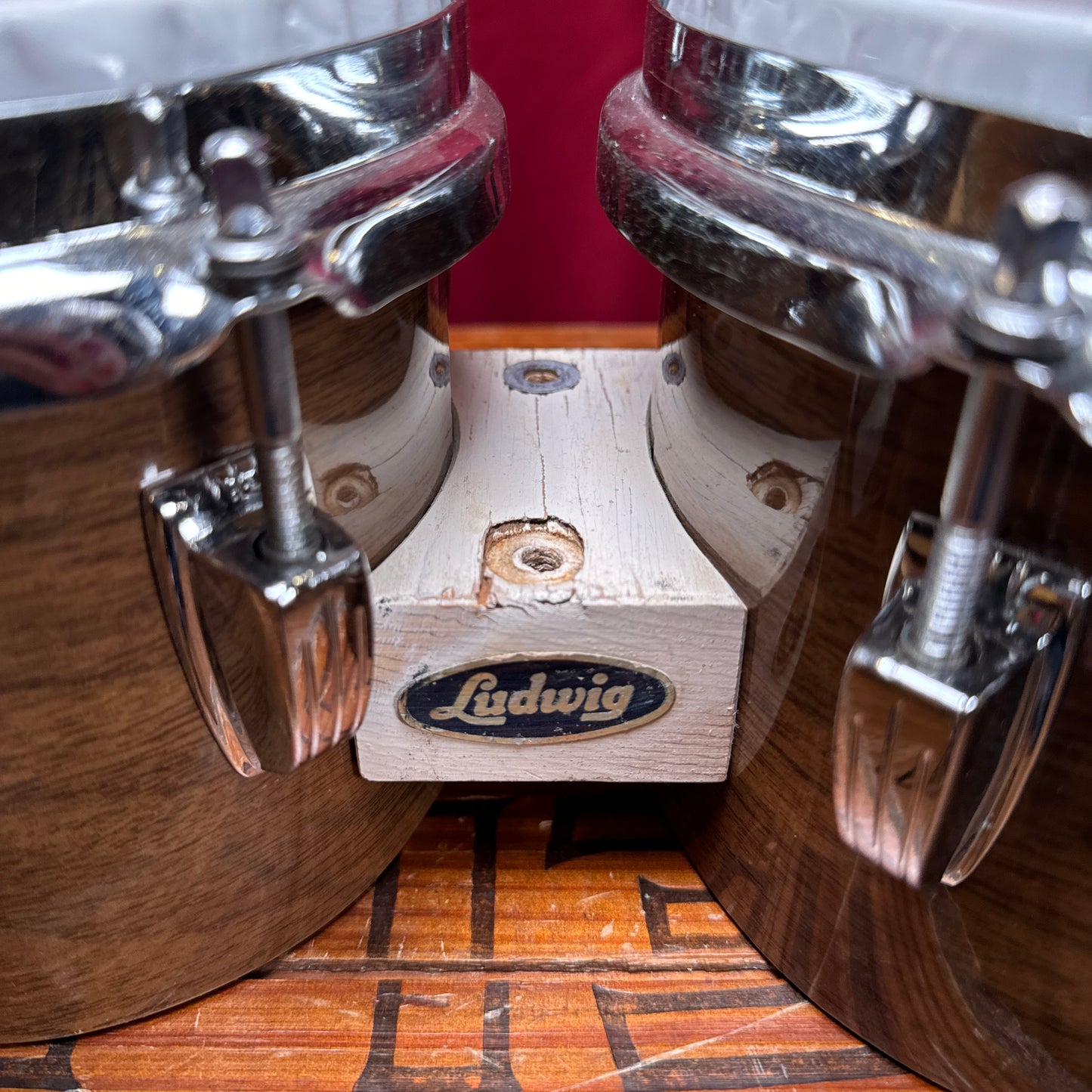 1970s Ludwig 6" & 8" No. 2358P Tunable Bongos Walnut Cortex