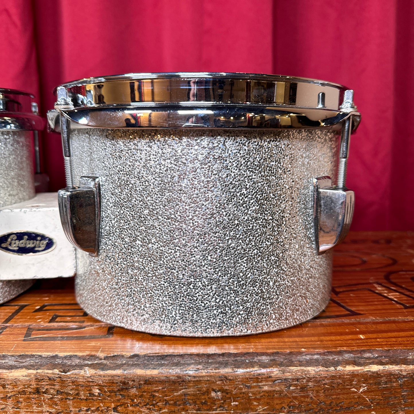 Vintage Ludwig 6" & 8" Tunable Bongos Silver Sparkle