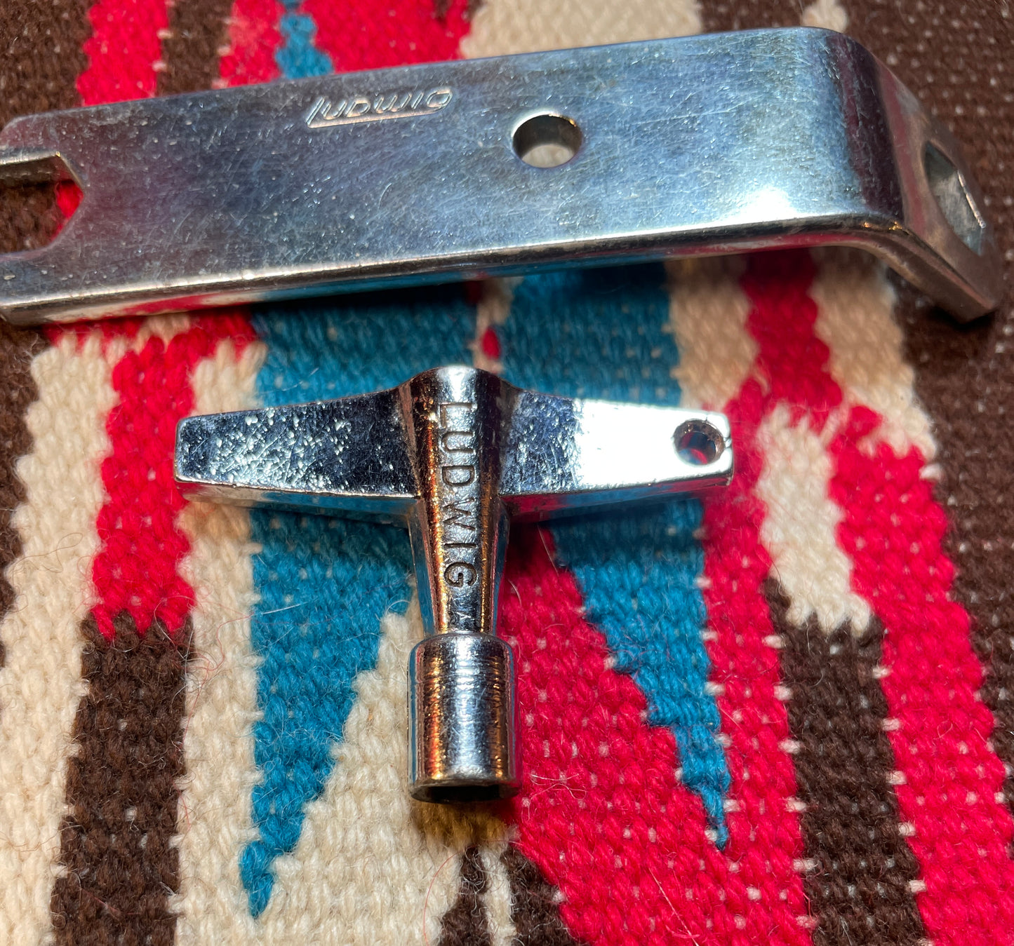 1960s-1970s Ludwig Drum Rail Consolette Wrench Key and Drum Tuning Key
