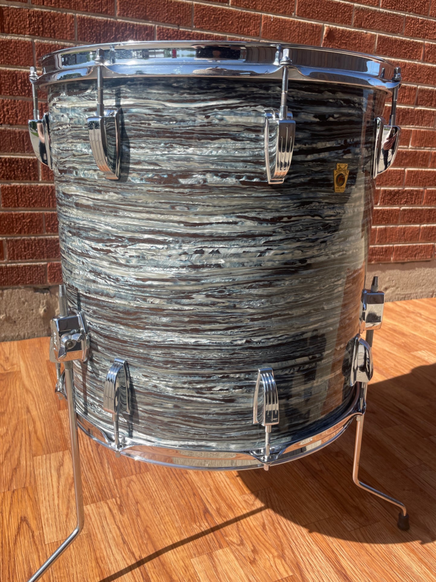 1960s Ludwig 16x16 Floor Tom Drum Oyster Blue Pearl